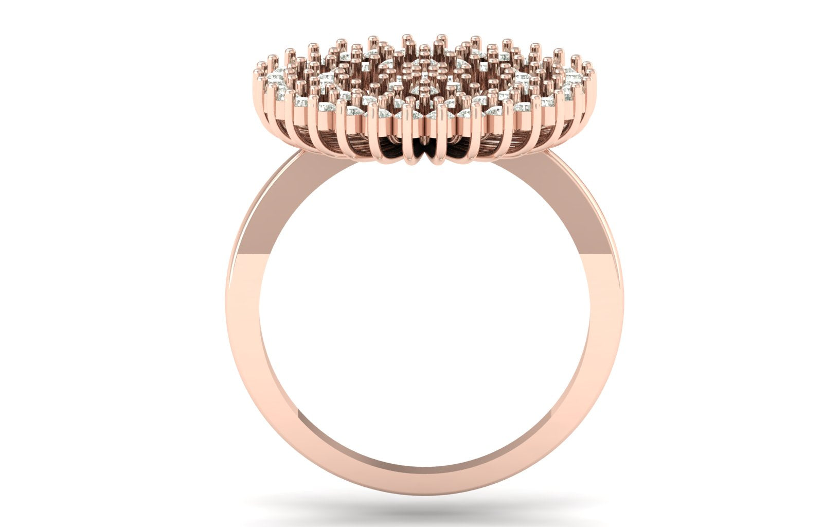 0.72 TW Unique Design Ring Floral Round Cut Lab Grown Diamond Ring Prong Set Engagement Ring Cocktail Style Wedding Ring PR052