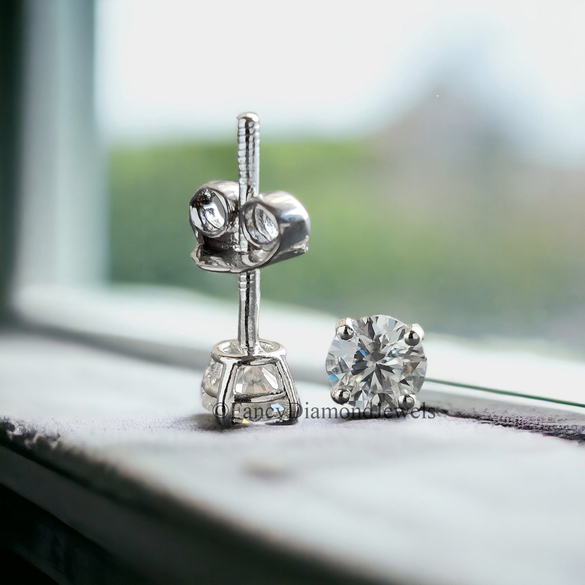 6 MM Round Brilliant Cut Earrings Colorless Moissanite Stud Earrings Screw Back Earrings Wedding Earrings Round Studs Earrings for Her FD24