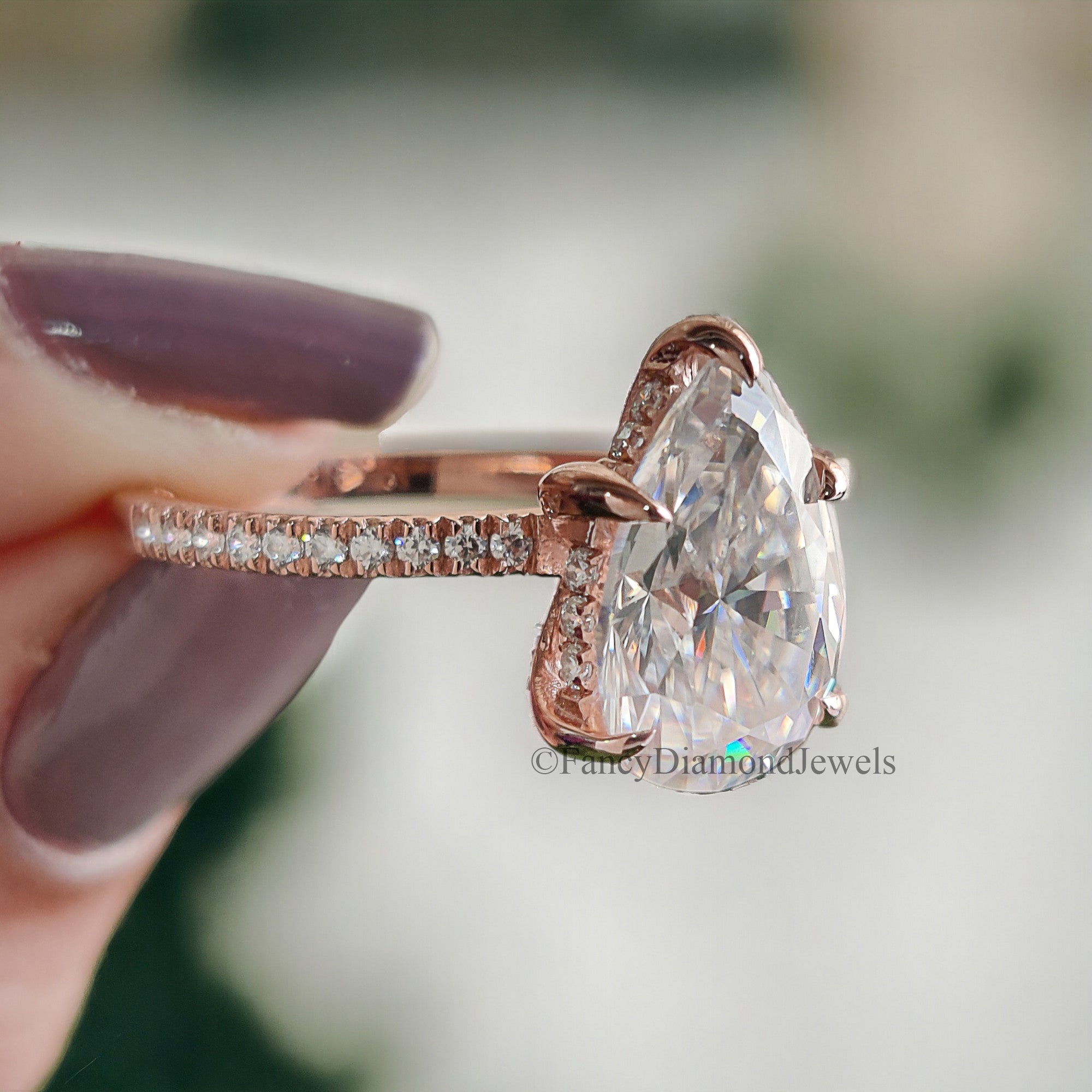 3.0 CT Pear Cut Moissanite Engagement Ring Anniversary Gift Hidden Halo 10K/14K/18K White Gold Pave Setting Ring Christmas Gift For Her FD17