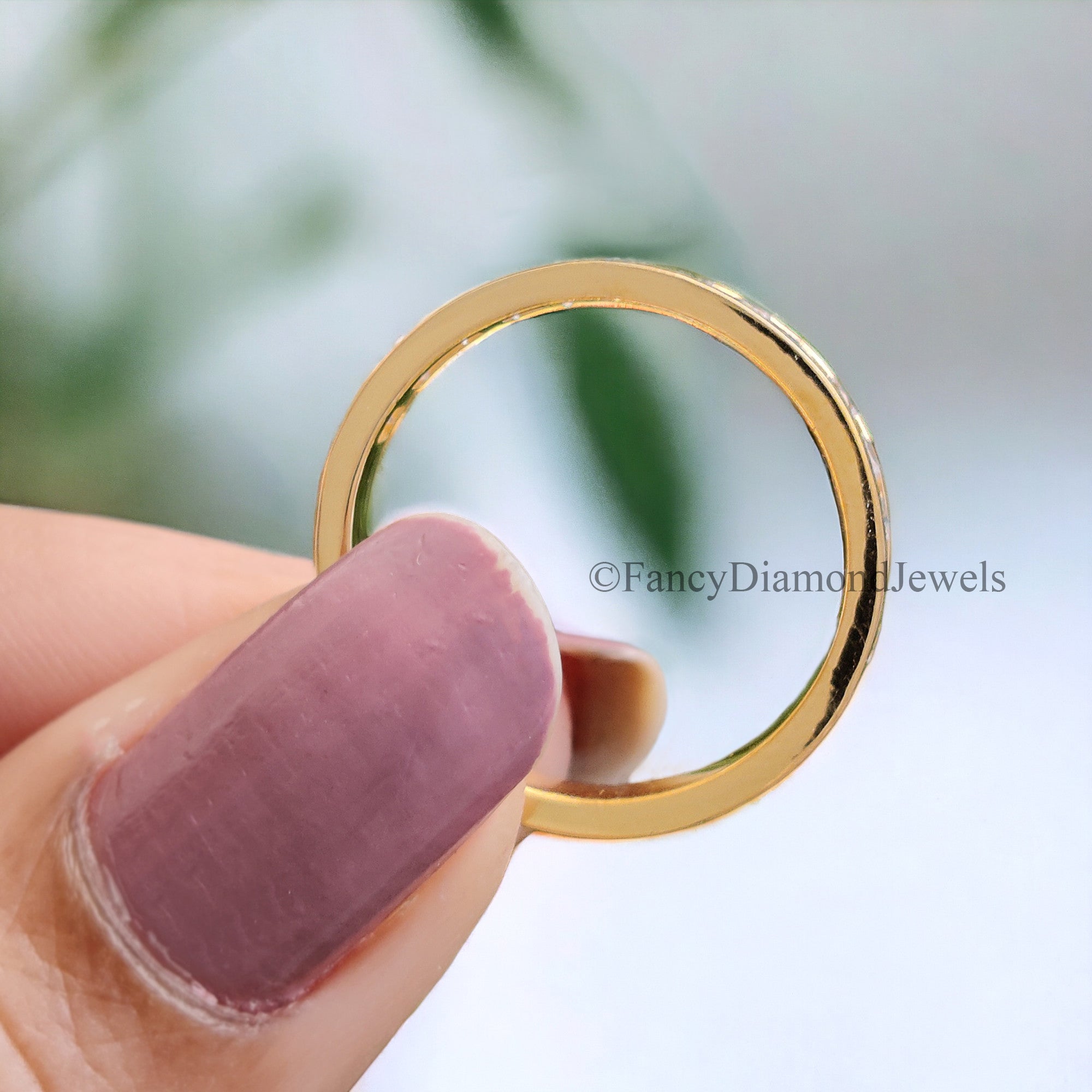 Stunning Round Cut Moissanite Wedding Band In Channel Setting Half Eternity Style Wedding Band Anniversary Gift for Her Bridal Band FD46