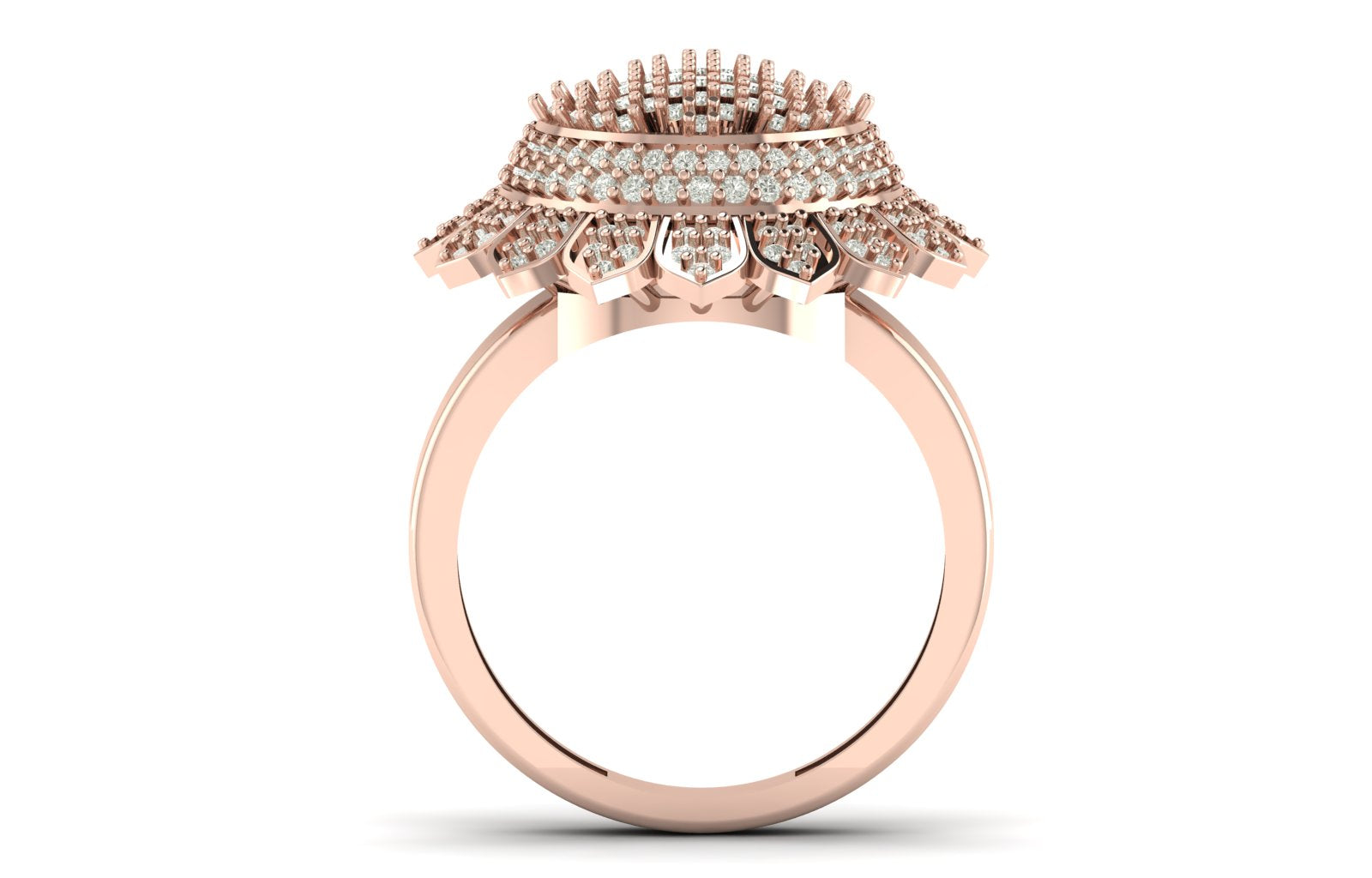 0.86 TW Round Cut Lab Grown Diamond Ring Prong Set With Floral Design Wedding Ring Cocktail Engagement Ring PR349