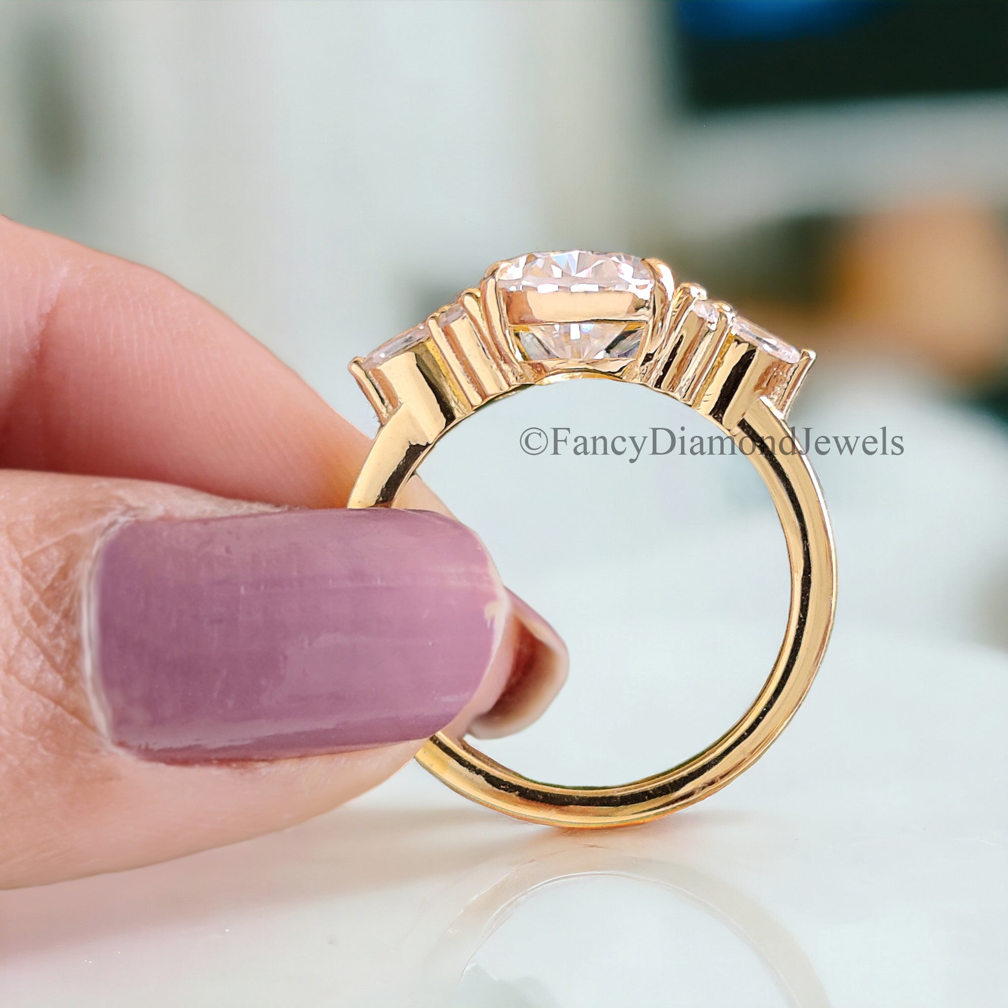 Tear Drop Wedding Ring Moissanite Engagement Ring Pear Shape Art Deco Wedding Ring Plain Gold Ring For Women Promise Moissanite Ring FD54