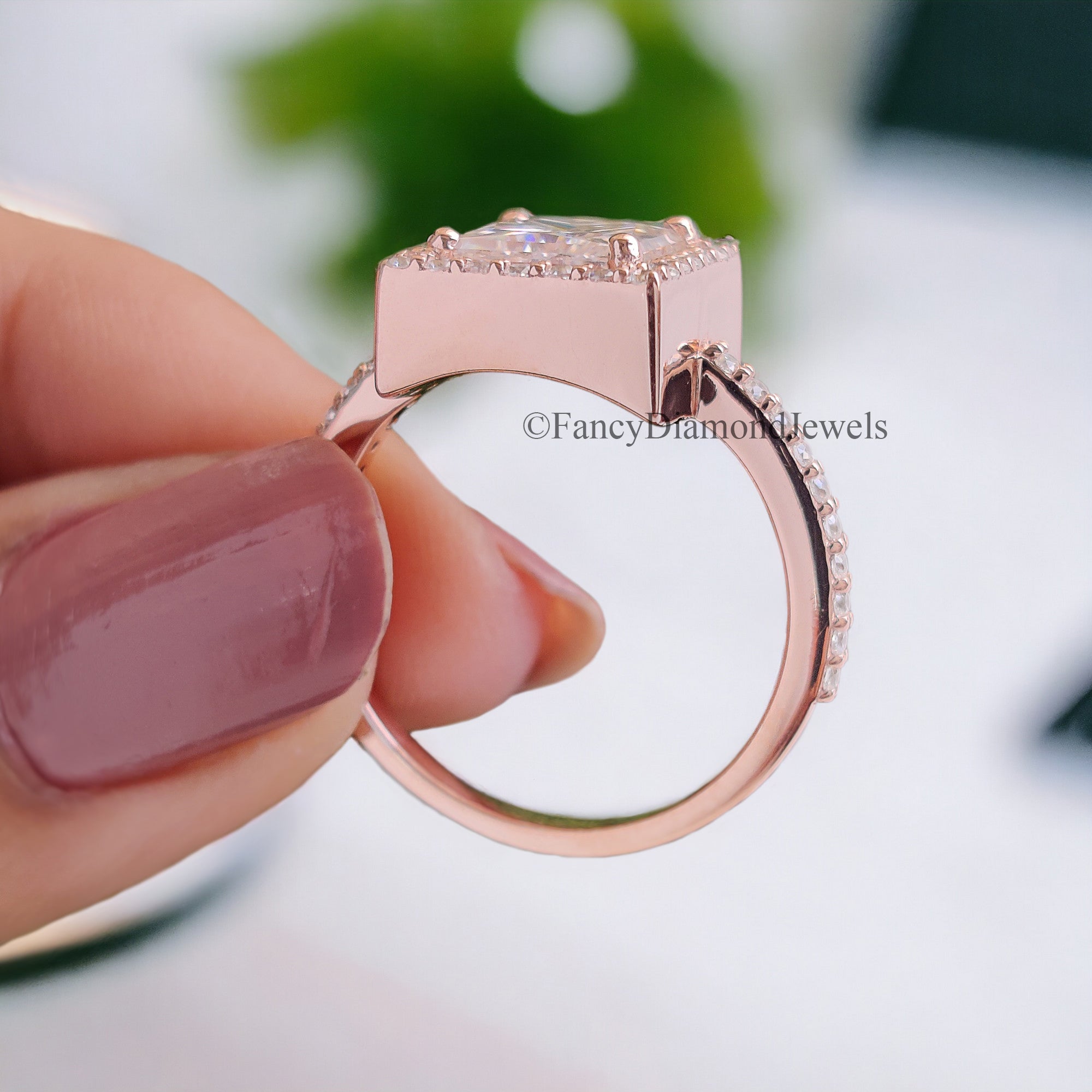 1.70 CT Princess And Round Cut Colorless Moissanite Halo Engagement Ring Prong Set Wedding Ring Cathedral Ring Anniversary Gift Ring FD103