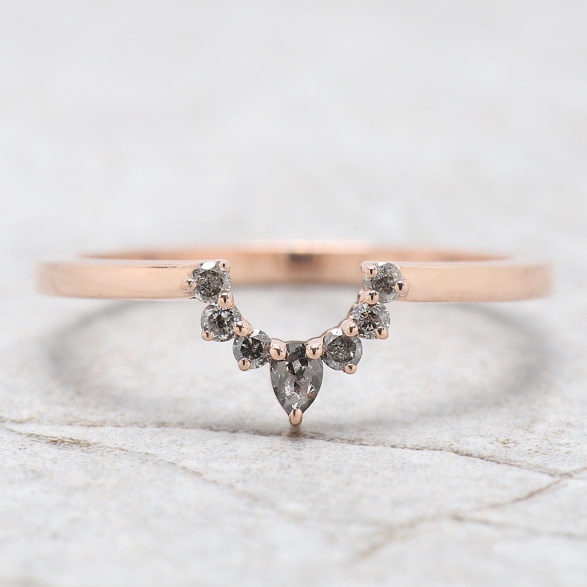 Oval Cut Salt And Pepper Diamond Ring 0.56 Ct 6.50 MM Oval Diamond Ring 14K Solid Rose Gold Silver Oval Engagement Ring Gift For Her QL074