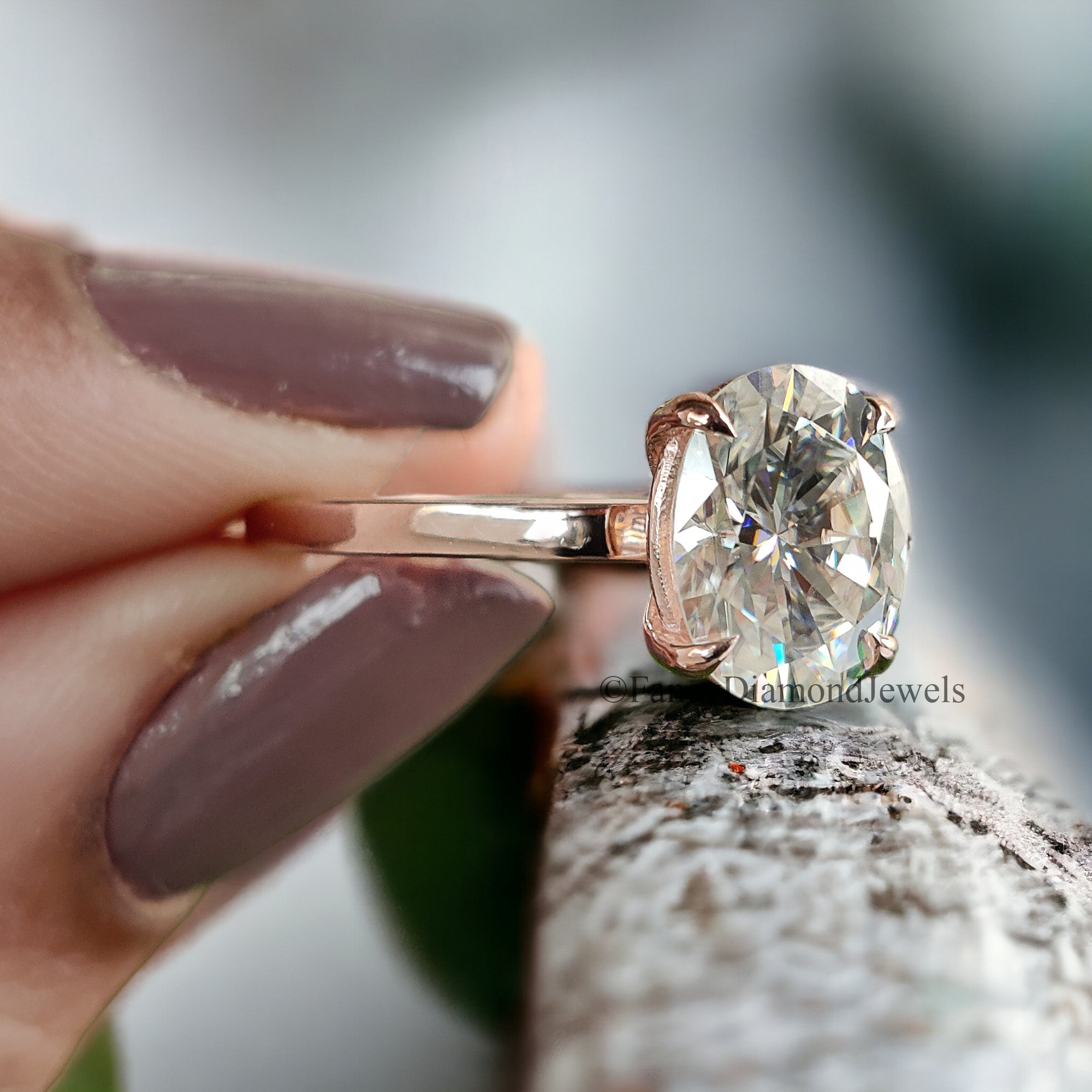 Beautiful Oval Shape Moissanite Ring Rose Gold 10k/14k/18k 2.00 CT Oval Cut Ring Oval Wedding Engagement Ring Oval Colorless Ring FD16