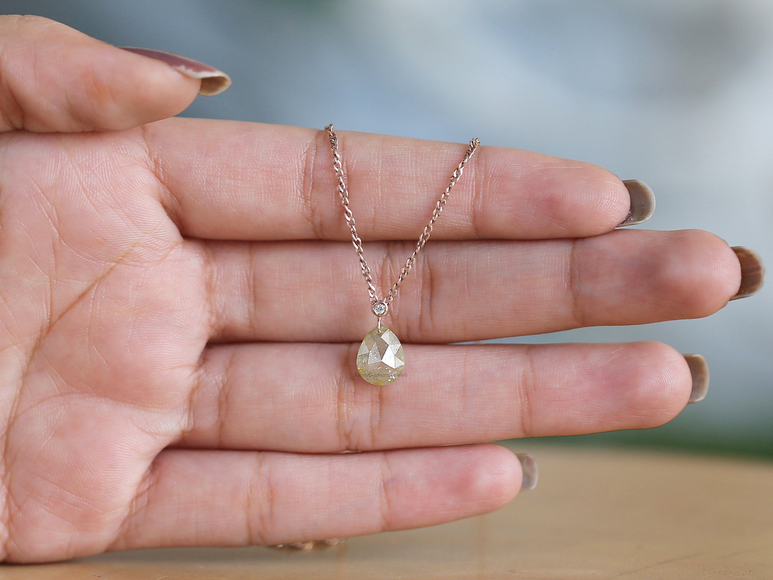 Pear Shape Grey Color Diamond Pendant 2.96 Ct 9.30 MM Pear Cut Diamond Pendant 14K Solid Rose Gold Silver Engagement Pear Pendant QL7462