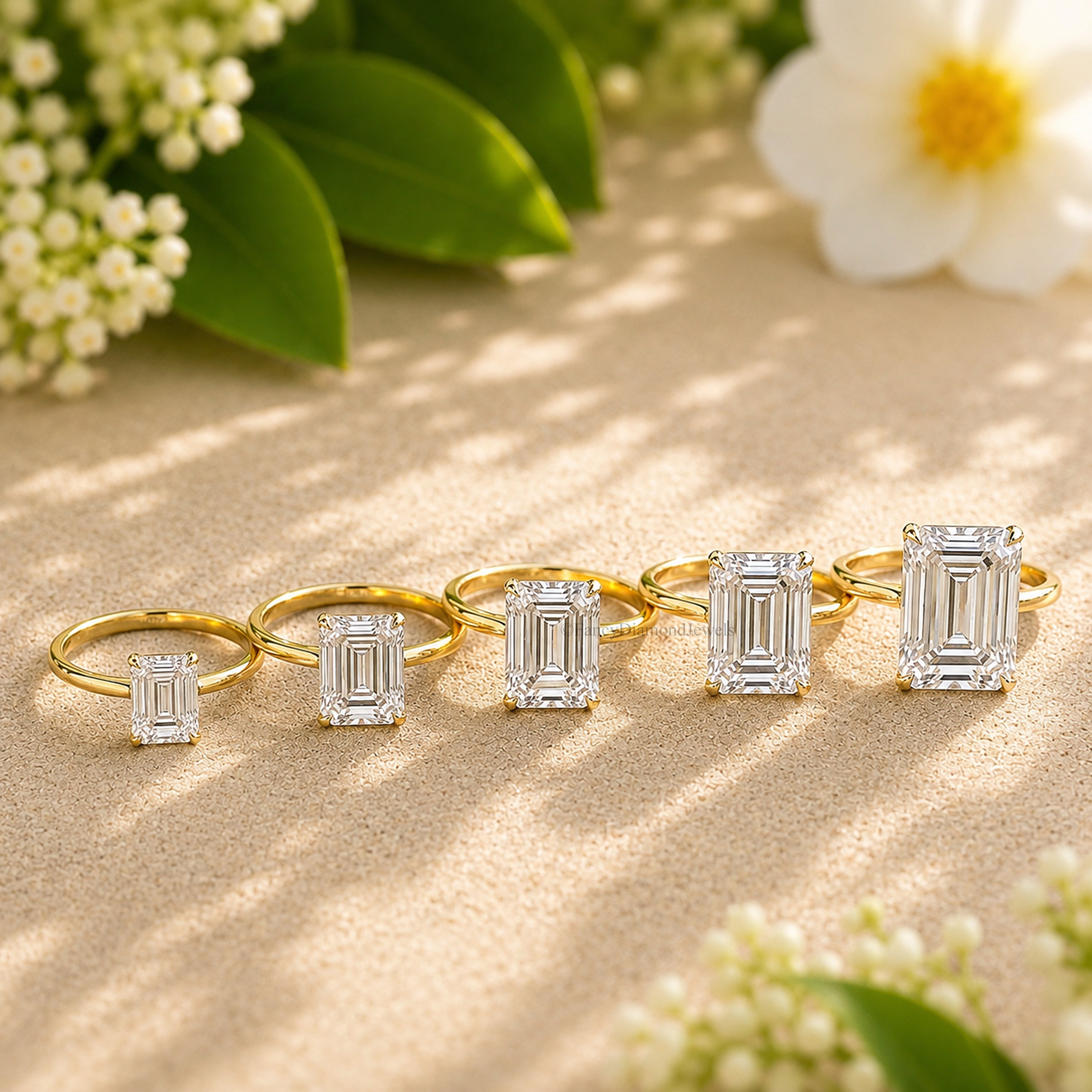 Emerald Cut Engagement Ring CZ Solitaire 925 Silver Diamond Simulant Travel Promise Moissanite Style Wedding Bridal Anniversary Gift FD199