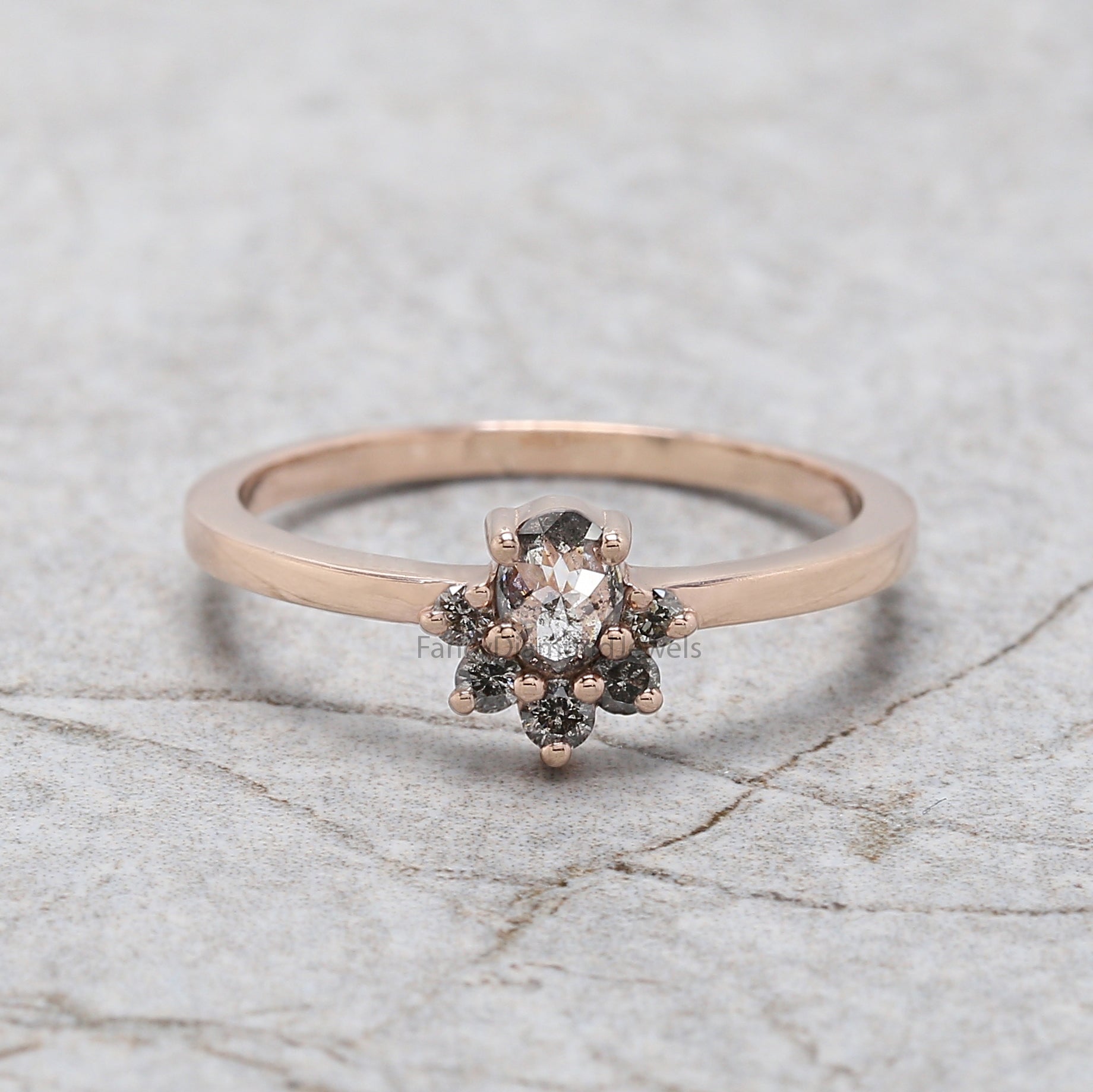 Oval Salt And Pepper Diamond Ring, Salt And Pepper Oval Diamond Engagement Ring, Oval Diamond Ring, Oval Cut Ring, Oval Shape Ring, KD1165