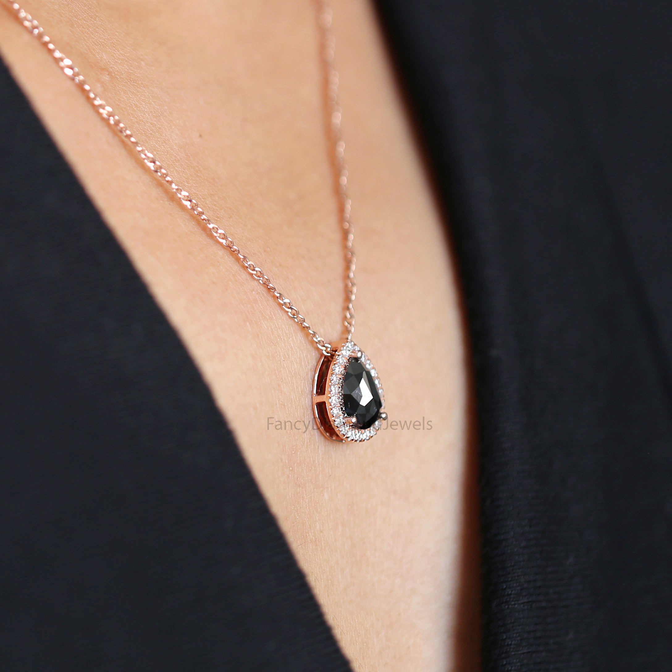 Pear Black Diamond Pendant, Unique Diamond Pendant, Black Diamond Pendant, Pear Pendant , Black Pear Pendant, Dangling Diamond Pendant KDN523