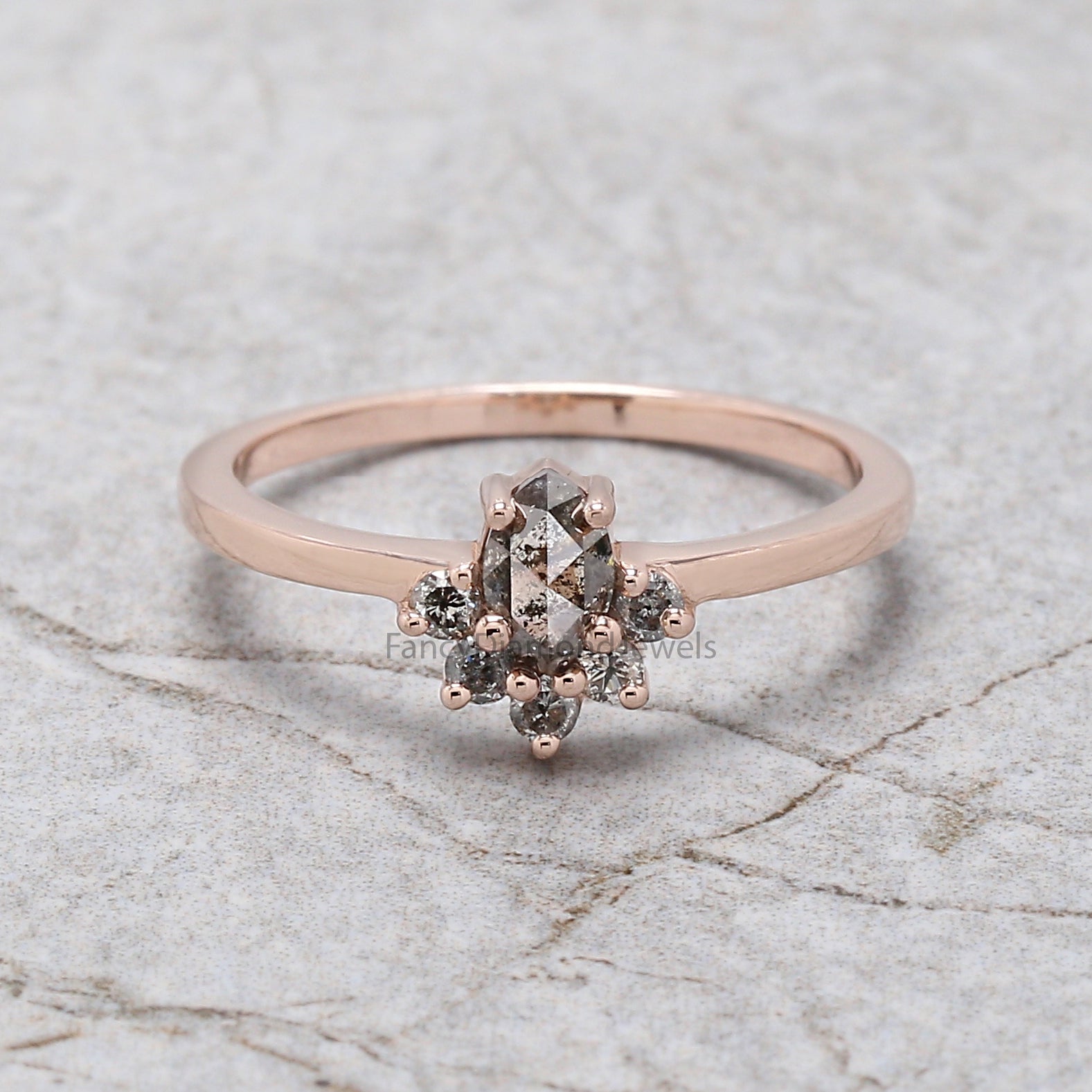 Marquise salt and pepper Diamond Ring, Salt and pepper Marquise Diamond Engagement Ring, Marquise Diamond Ring, Marquise Shape Ring, KD1141