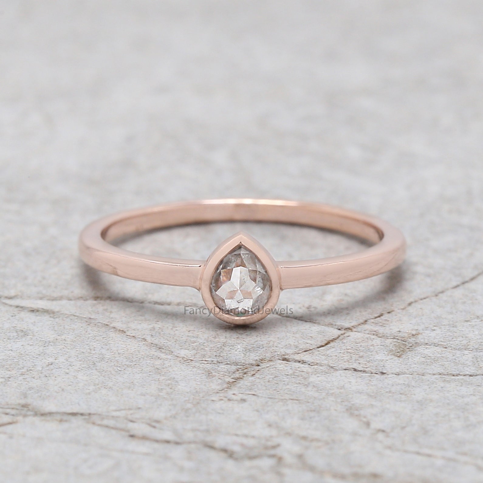 Pear Salt And Pepper Diamond Ring, Salt And Pepper Pear Diamond Engagement Ring, Pear Diamond Ring, Pear Cut Ring, Pear Bezel Ring, KD1171