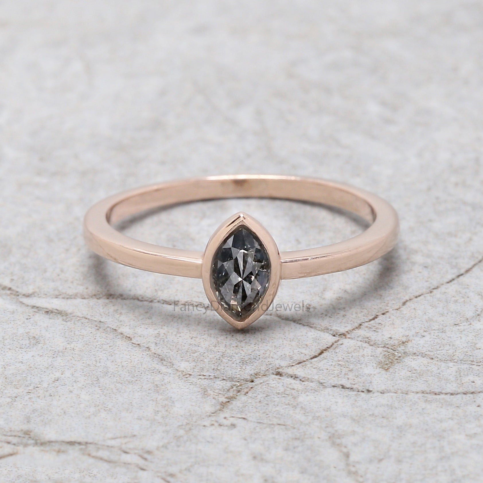 Marquise Salt and pepper Diamond Ring, Salt and pepper Marquise Diamond Engagement Ring, Marquise Diamond Ring, Marquise Shape Ring, KD1155