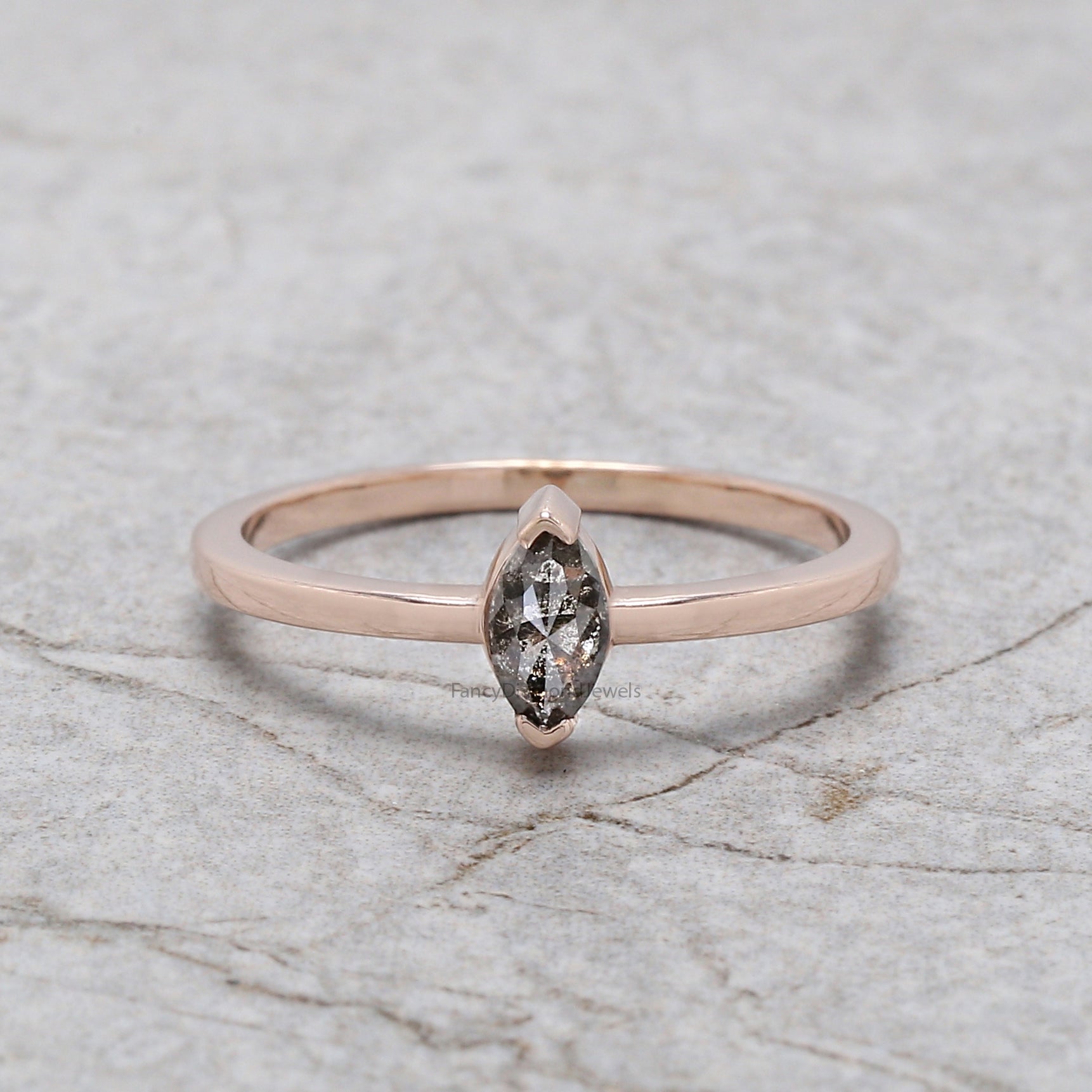 Marquise Salt and pepper Diamond Ring, Salt and pepper Marquise Diamond Engagement Ring, Marquise Diamond Ring, Marquise Shape Ring, KD1163