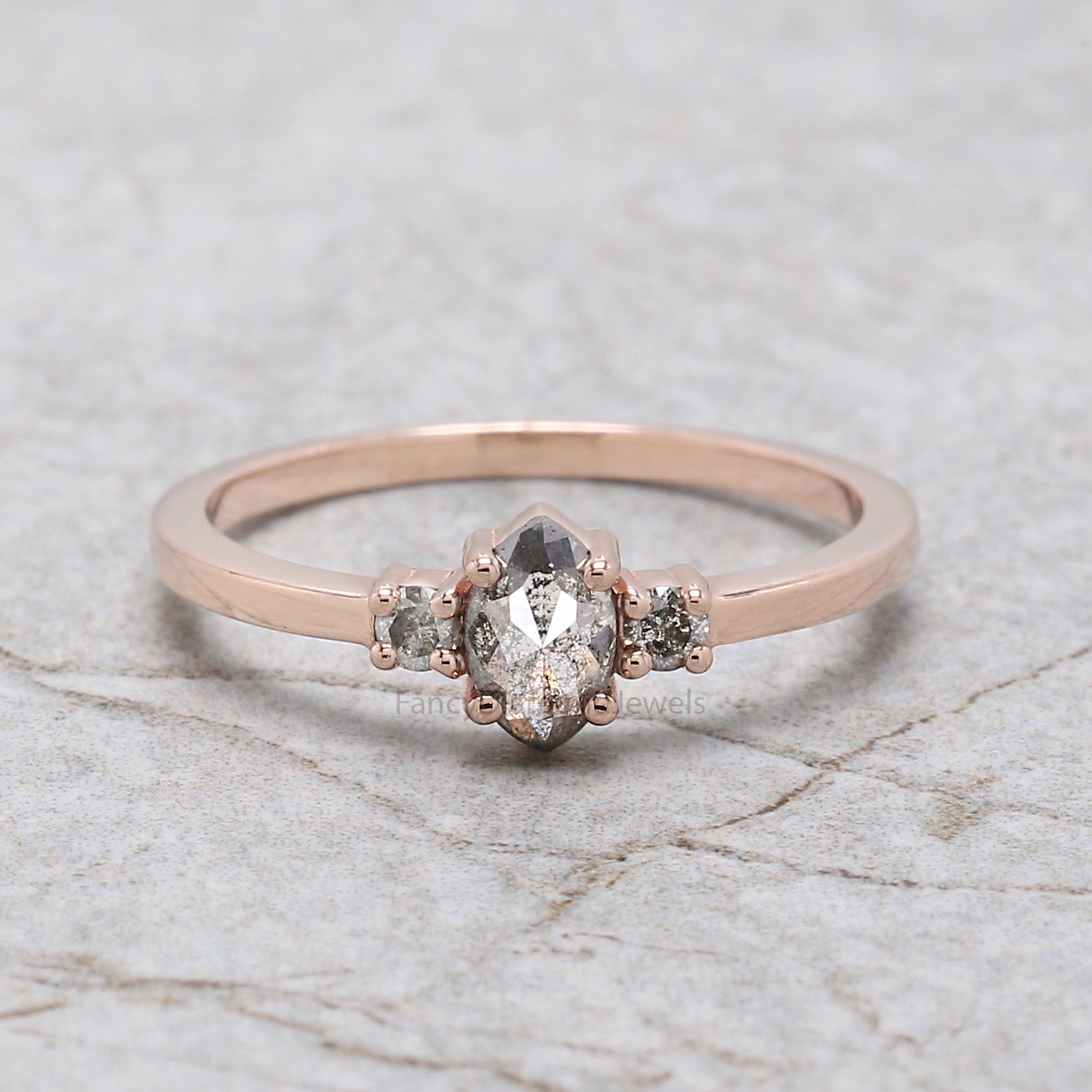 Marquise salt and pepper Diamond Ring, Salt and pepper Marquise Diamond Engagement Ring, Marquise Diamond Ring, Marquise Shape Ring, KD1152