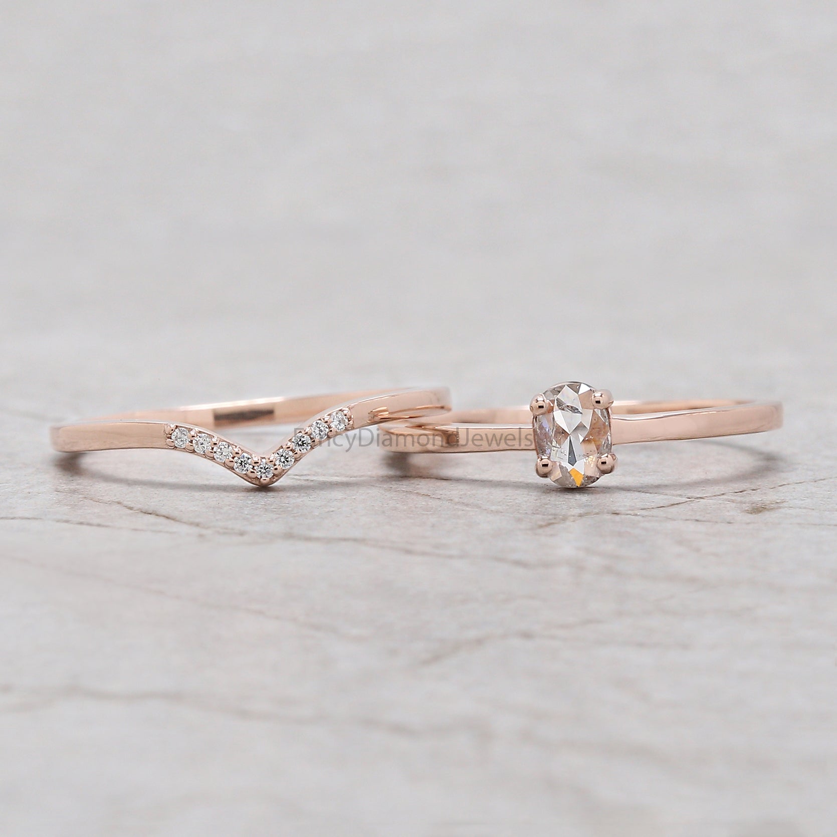 Oval salt and pepper Diamond Ring, Salt and pepper Oval Diamond Engagement Ring, Oval Diamond Ring, Oval Ring, Oval Bridal Ring Set, KD1142