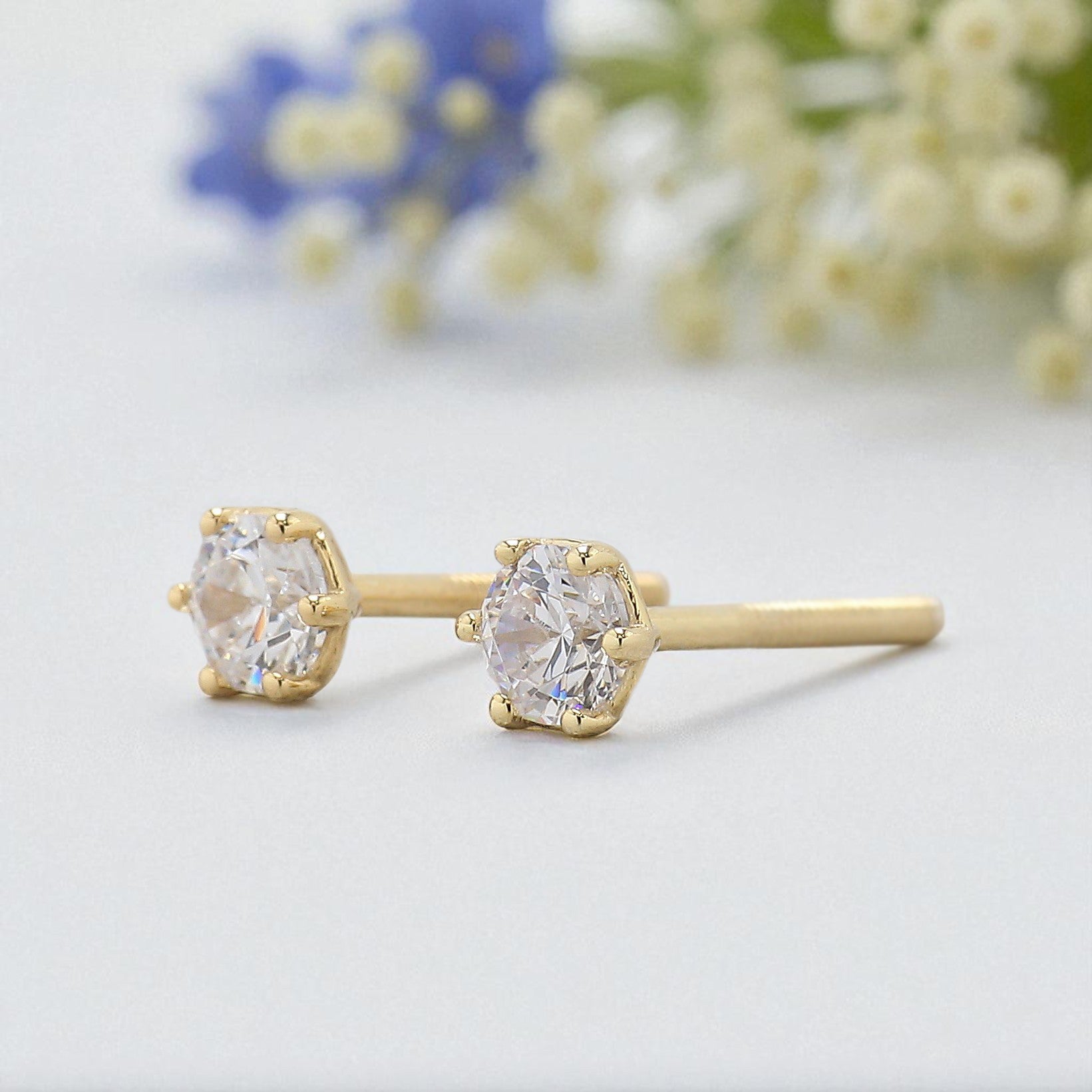 0.75 Ct Natural White Round Diamond Earring Round Brilliant Cut Earring Prong Earring Engagement Earring Earlobe Earring Gift For Her KD995