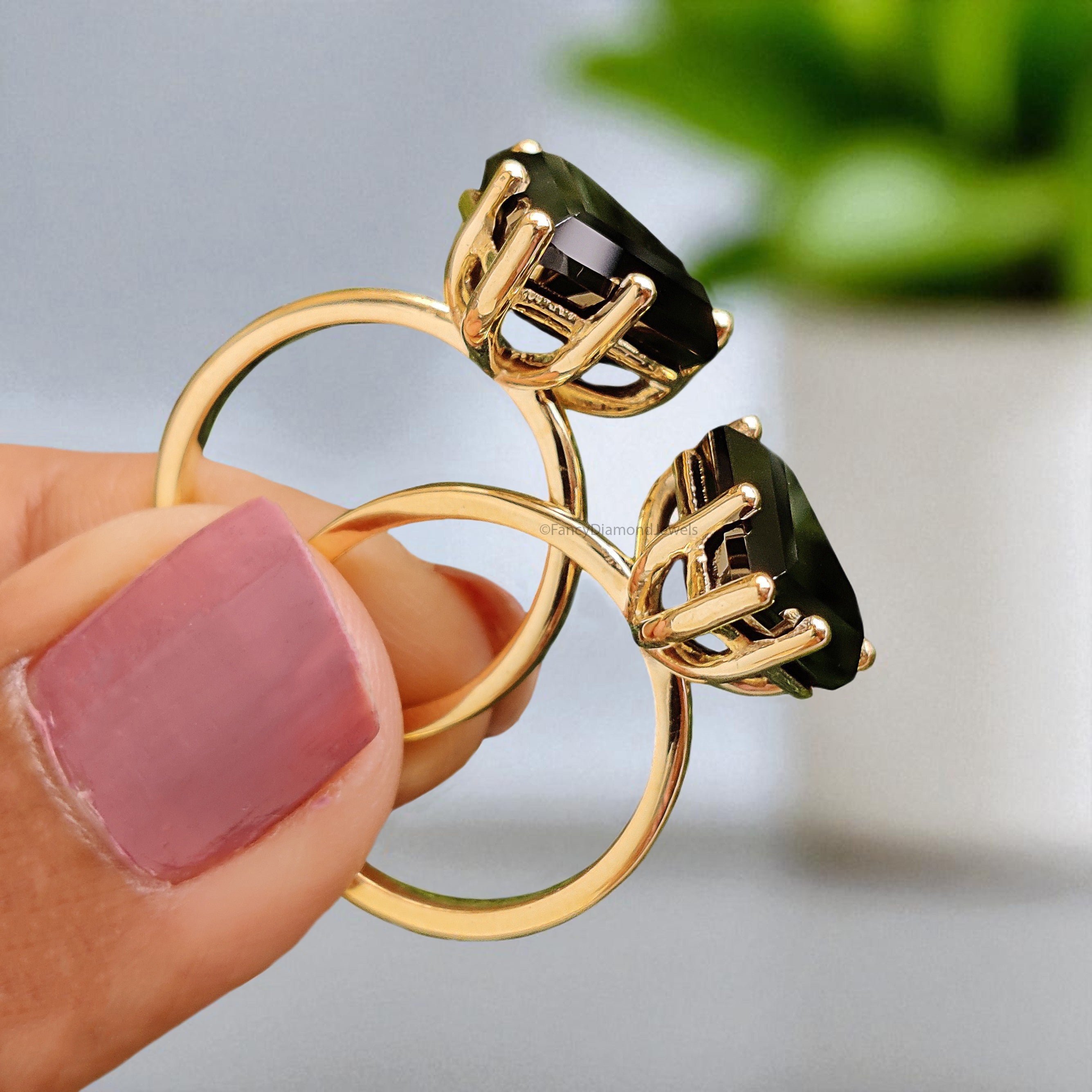 Shield Black Onyx engagement ring 14mm 13mm 12mm 11mm 10mm stone ring Simulant Solitaire ring Diamond ring Silver ring Gift for her FD418