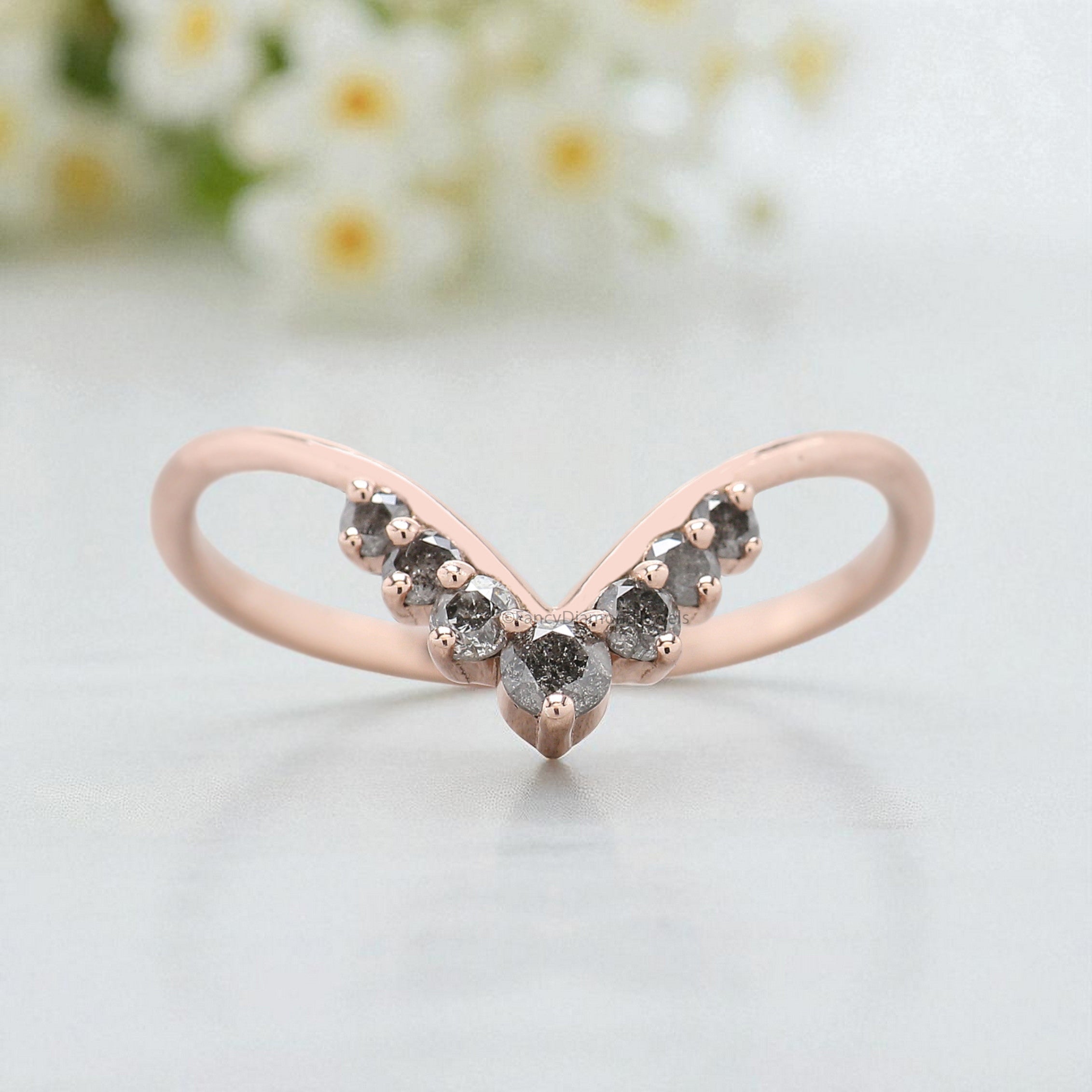 0.21 CT Salt And Pepper Diamond Wedding Band Silver/10K/14K/18K Gold Band Half Eternity Minimalist stacking dainty matching Ring KD837