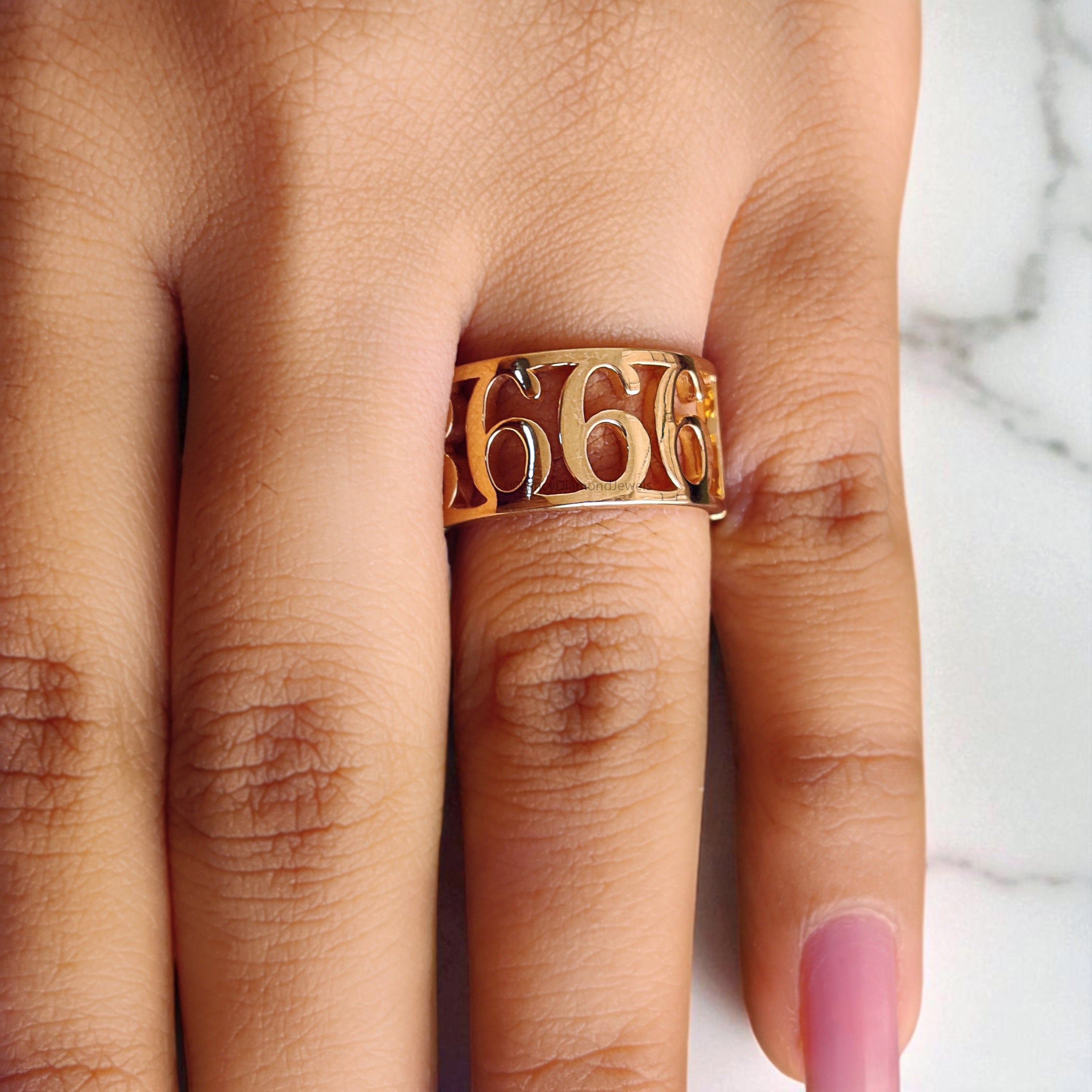 Anniversary Date Ring 333 777 666 Gold Ring Lucky Number Jewelry Ring Birthday Gift for Her Signet Number Ring Personalized Ring FD412