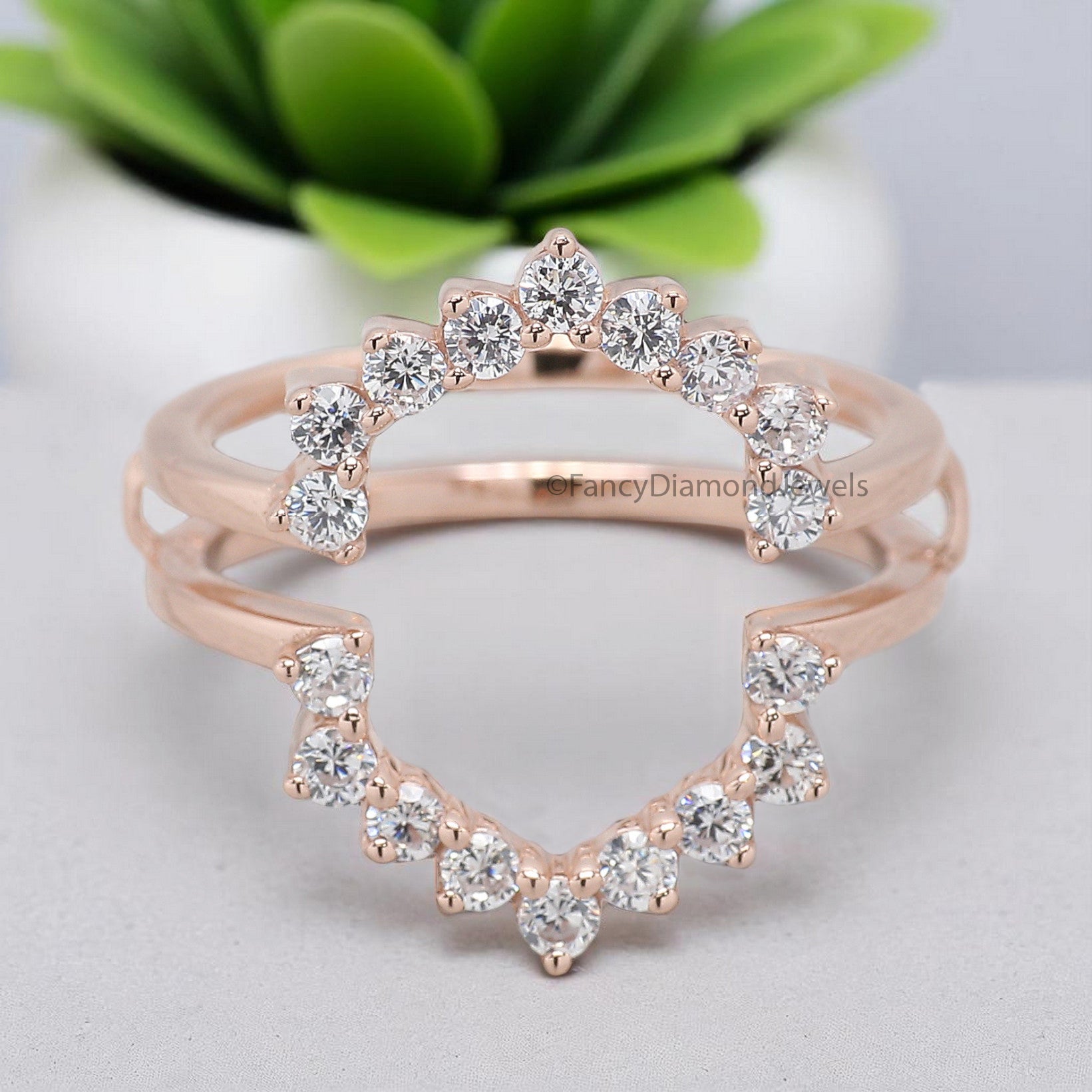 Double Curved Wedding Band 0.58 CT White Moissanite Diamond Band Silver/10K/14K/18K Gold Band Minimalist stacking dainty matching Band FD381