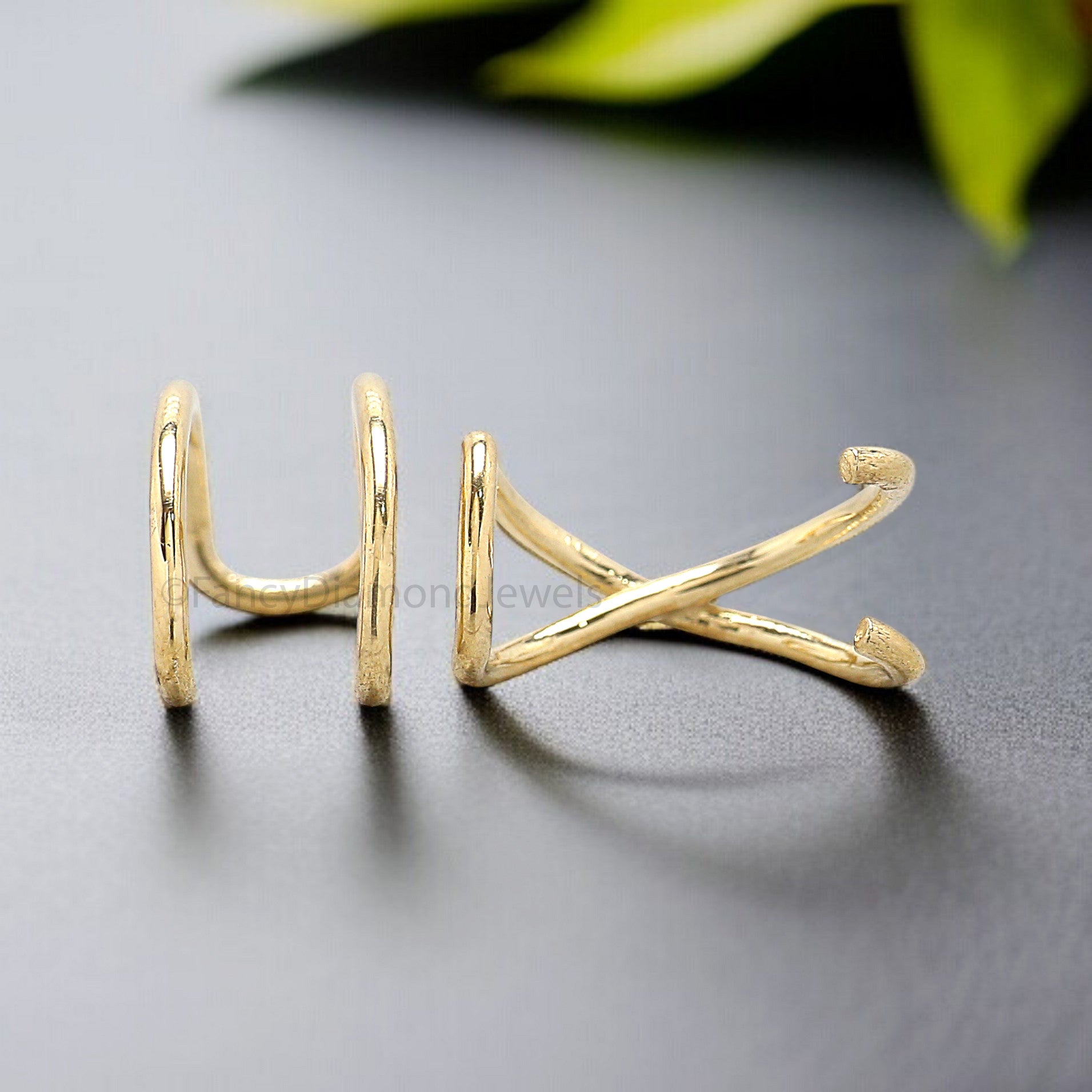 Set of 2 Ear Cuffs for Upper Ear No Piercing Needed Cuff Cartilage Earring Cuff Gold Ear Wrap Cuff FD322