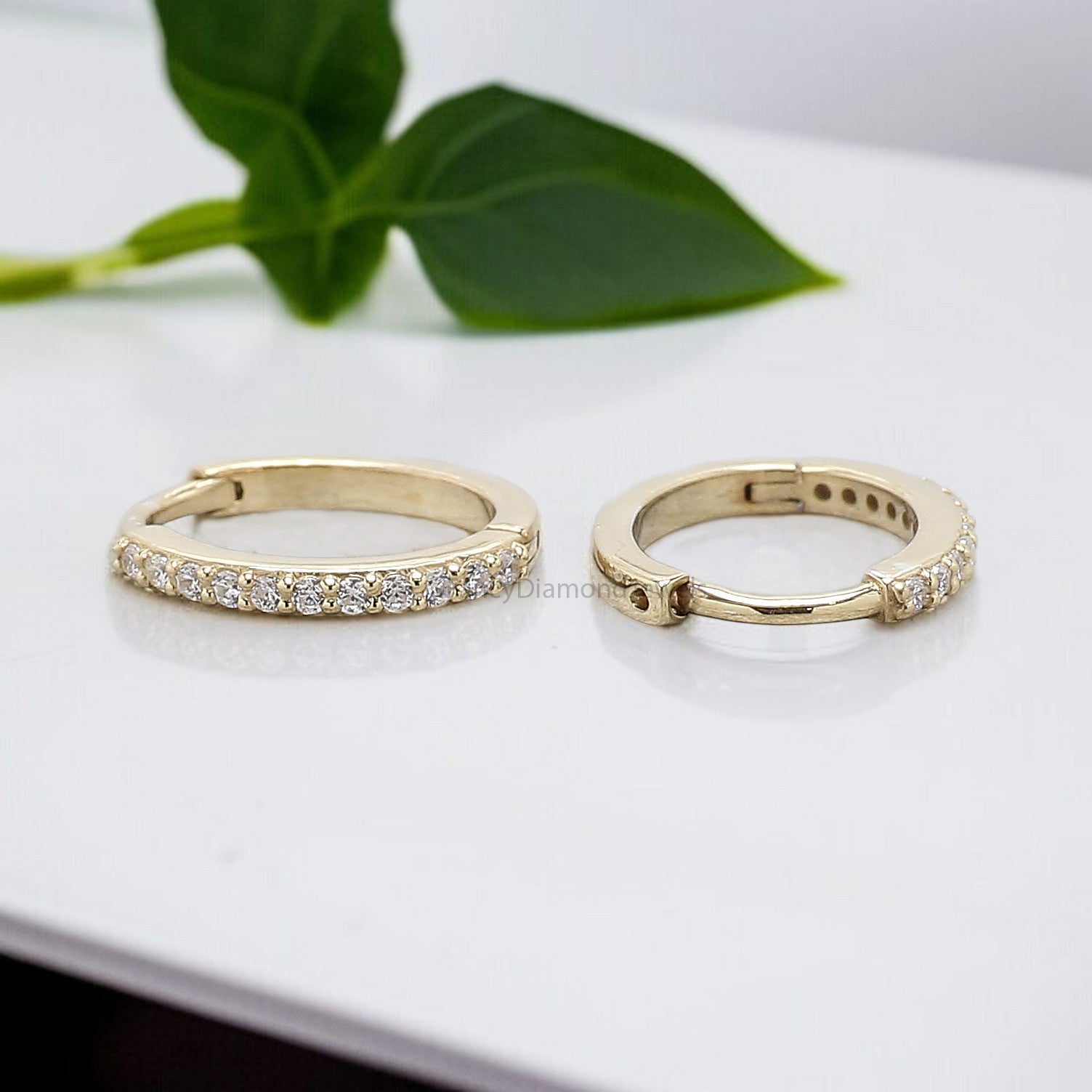 Front Back Earring Set ear jacket Round Brilliant Cut Colorless Moissanite Gold Ear Cuff jacket earrings minimal earring Gold Ear Wrap FD327