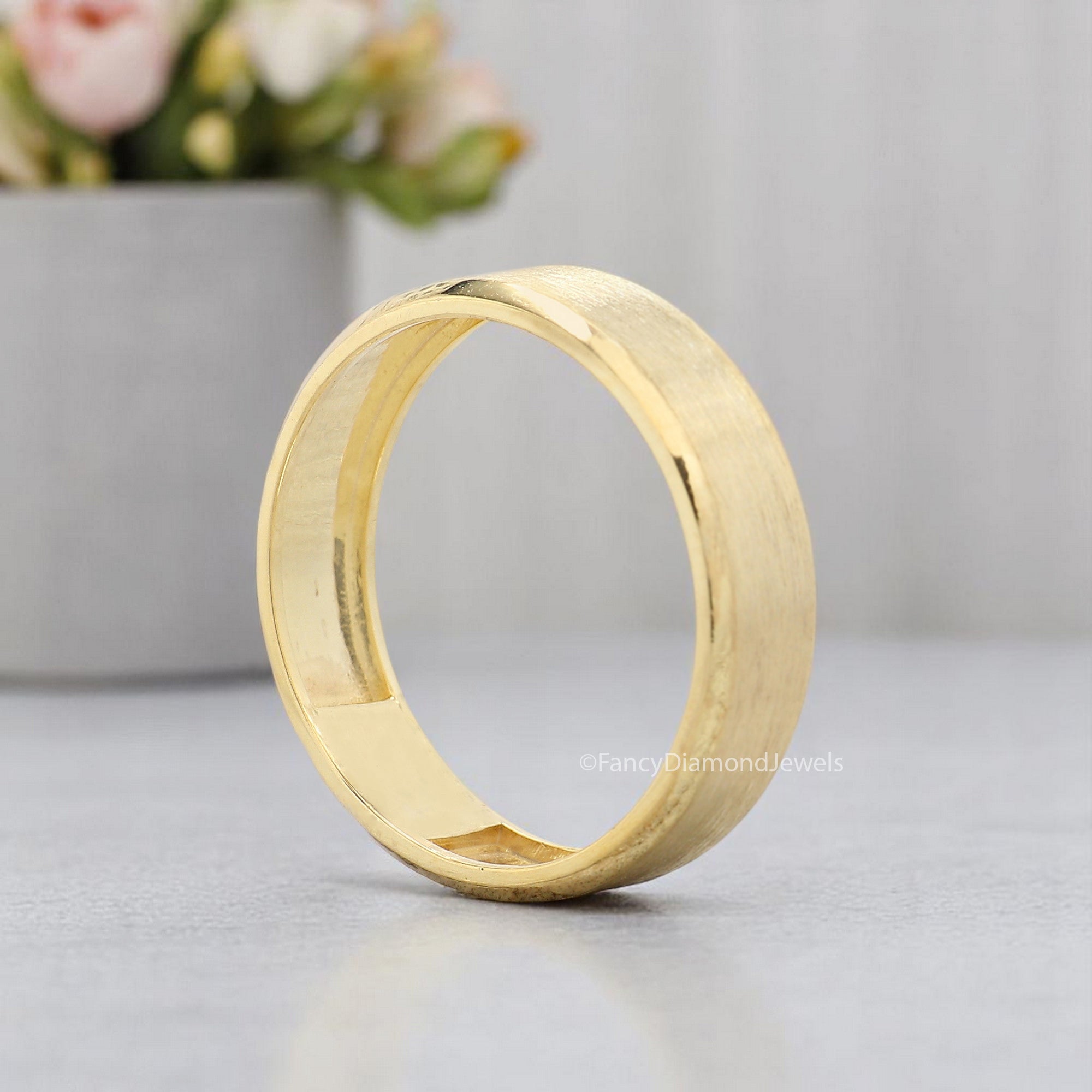Men's Band Yellow Gold Tungsten Wedding Ring Engagement Band Tungsten Anniversary Ring Gift For Him FD351
