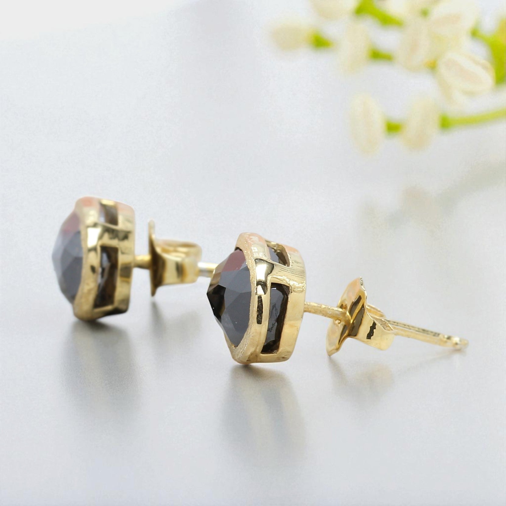 Oval Black Color Diamond Earring 3.77 Ct 9.15 MM Oval Diamond Earring 14K Solid Yellow Gold Silver Oval Earring Gift For Her KDN374-KDN375