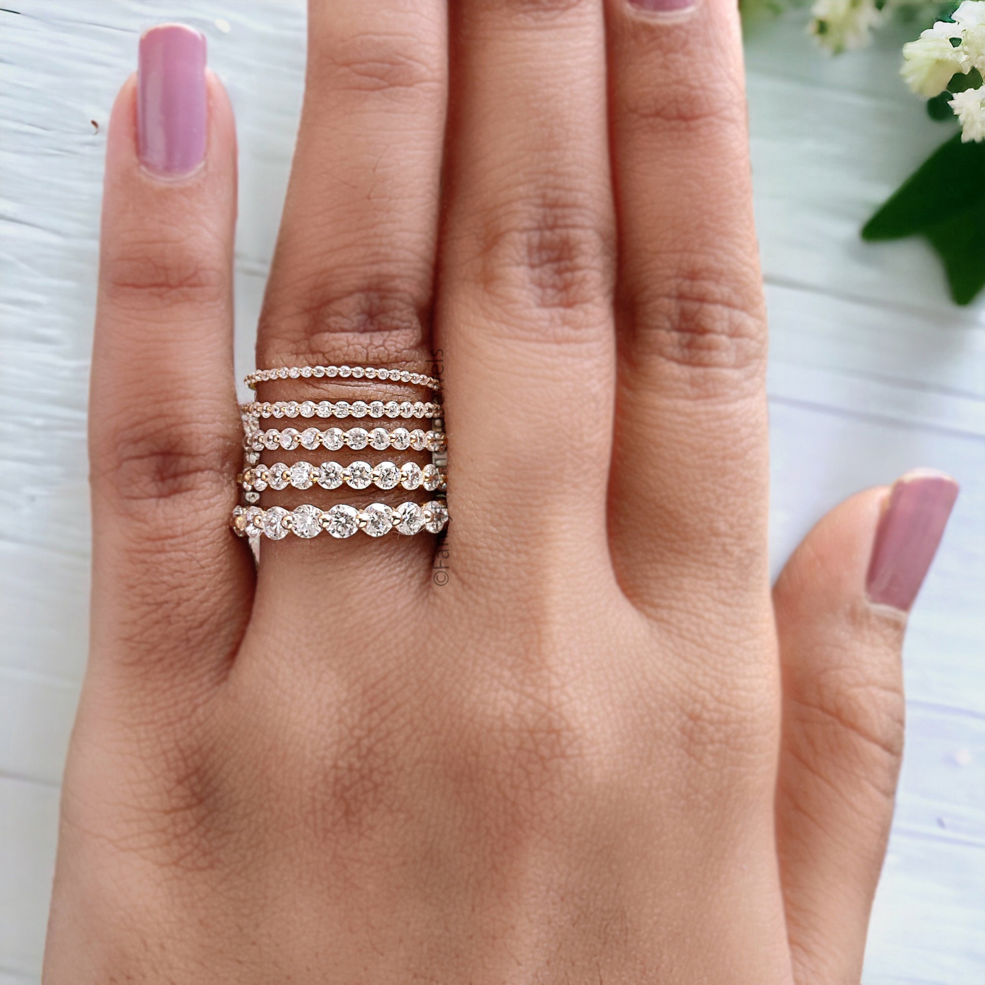 Floating Bubble Wedding Band 1.00/ 1.50/ 2.00/ 2.50/ 3.00 MM Single Prong Set Full Eternity Band LabGrown Diamond Stacking Bridal Band FD305