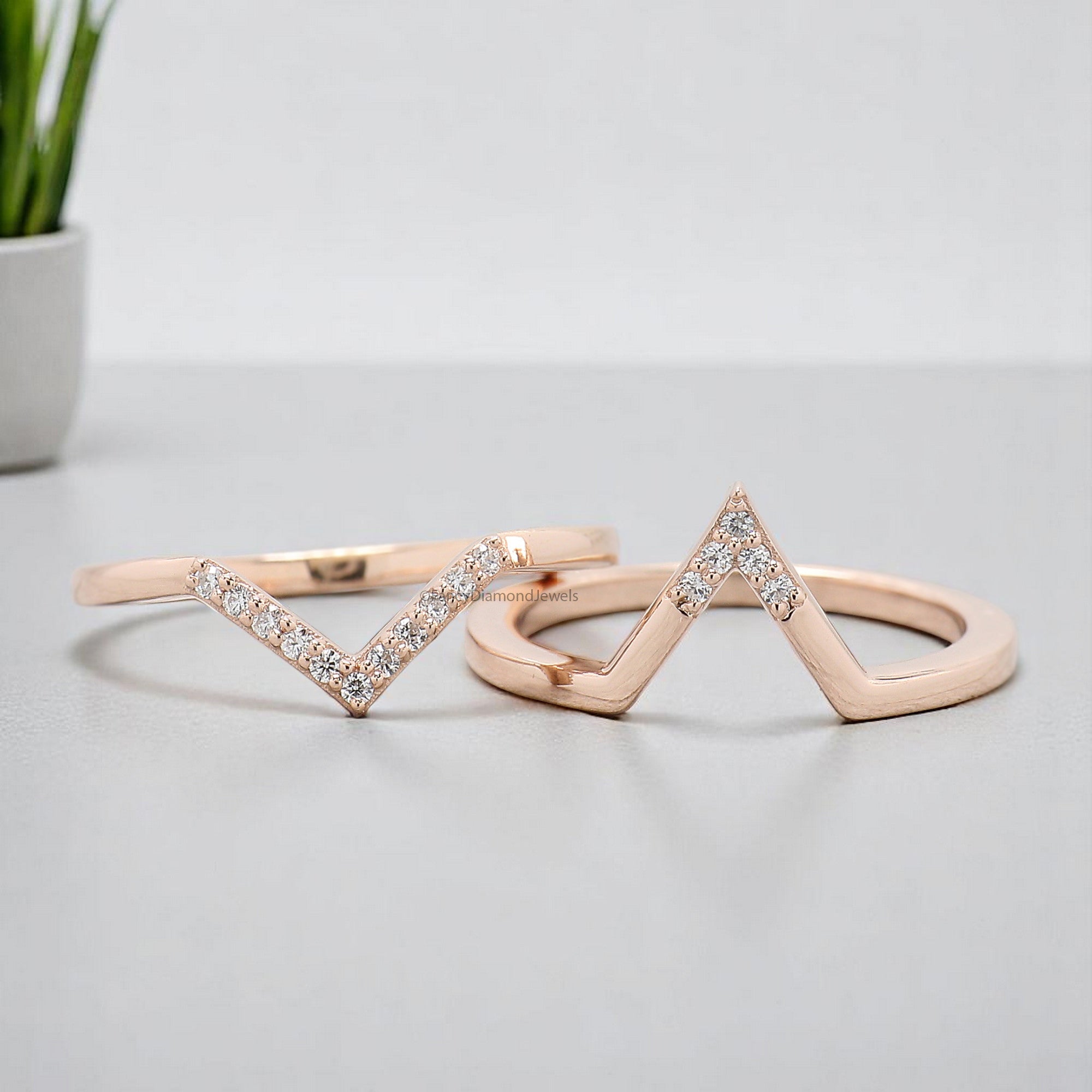 Geometric Design 0.11 CT Diamond Wedding Band Rose Gold Silver/10K/14K/18K Engagement Band Stacking Dainty Matching Anniversary Ring KD844