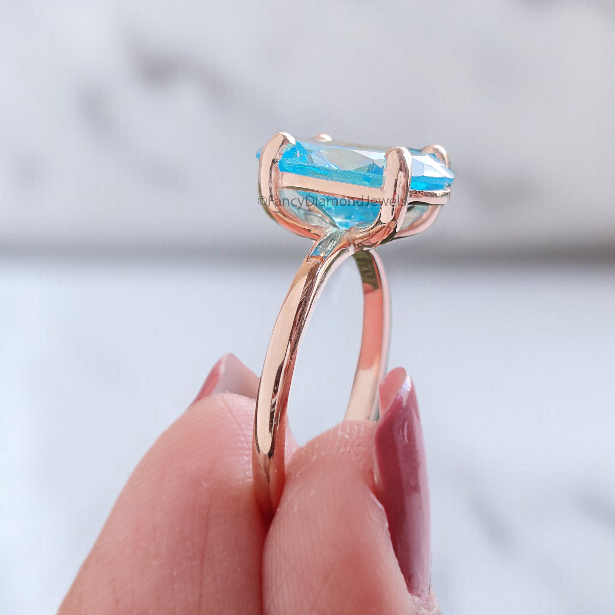 Oval Blue Aquamarine stone engagement ring 12mm 10mm 9mm 8mm 7mm ring silver simulant Ring Solitaire ring Diamond ring Gift for her FD346