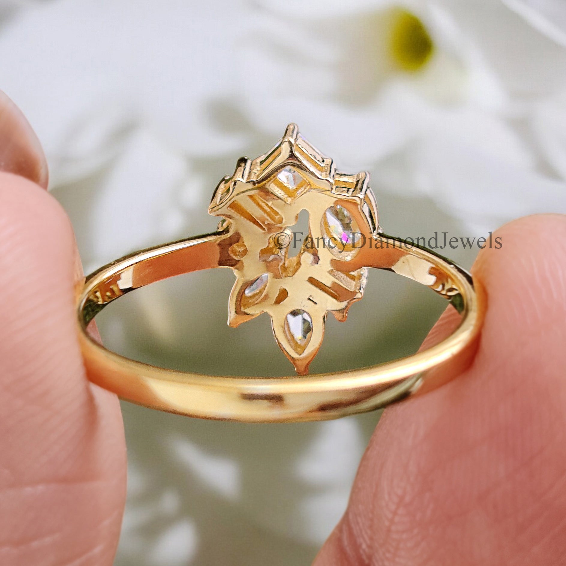 Mix Shape Moissanite Bridal Ring Multi Diamond Ring Engagement Ring Mixed Size Stones Wedding Ring 14K Solid Gold Anniversary Ring FD255