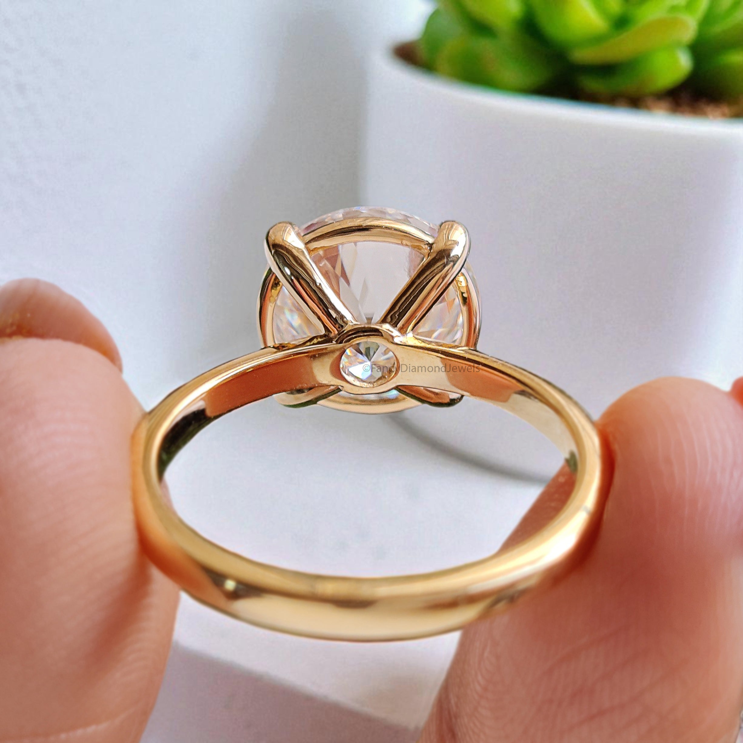 3.60 CT Portuguese Cut Colorless Moissanite Engagement Ring Yellow Gold Ring Wedding Ring Solitaire Ring Prong Set Ring Gift For Her FD443