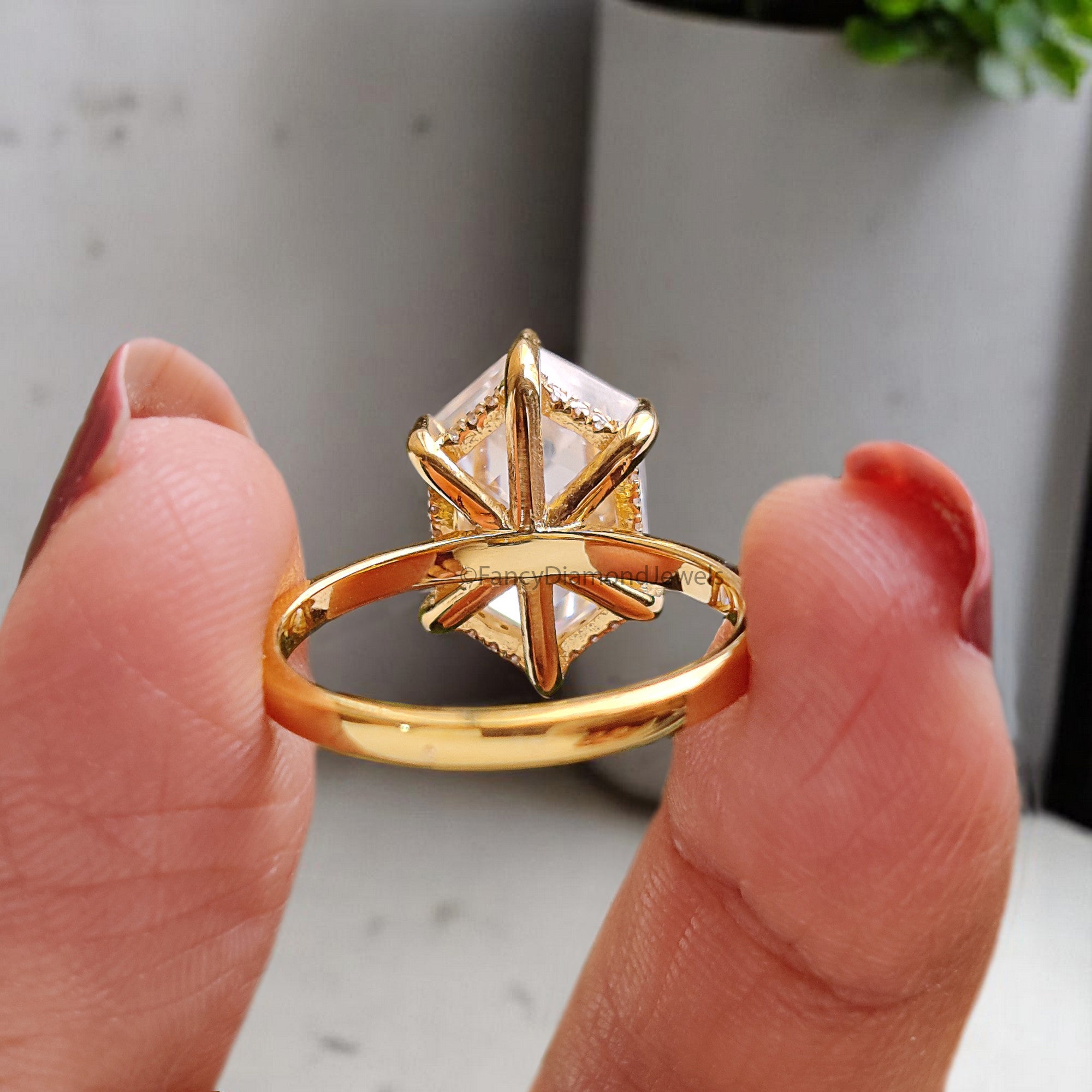 4.45 CT Hexagon Brilliant Cut Moissanite Engagement Ring Hidden Halo Setting Ring Wedding Ring Promise Ring For Women Gift For Her FD358