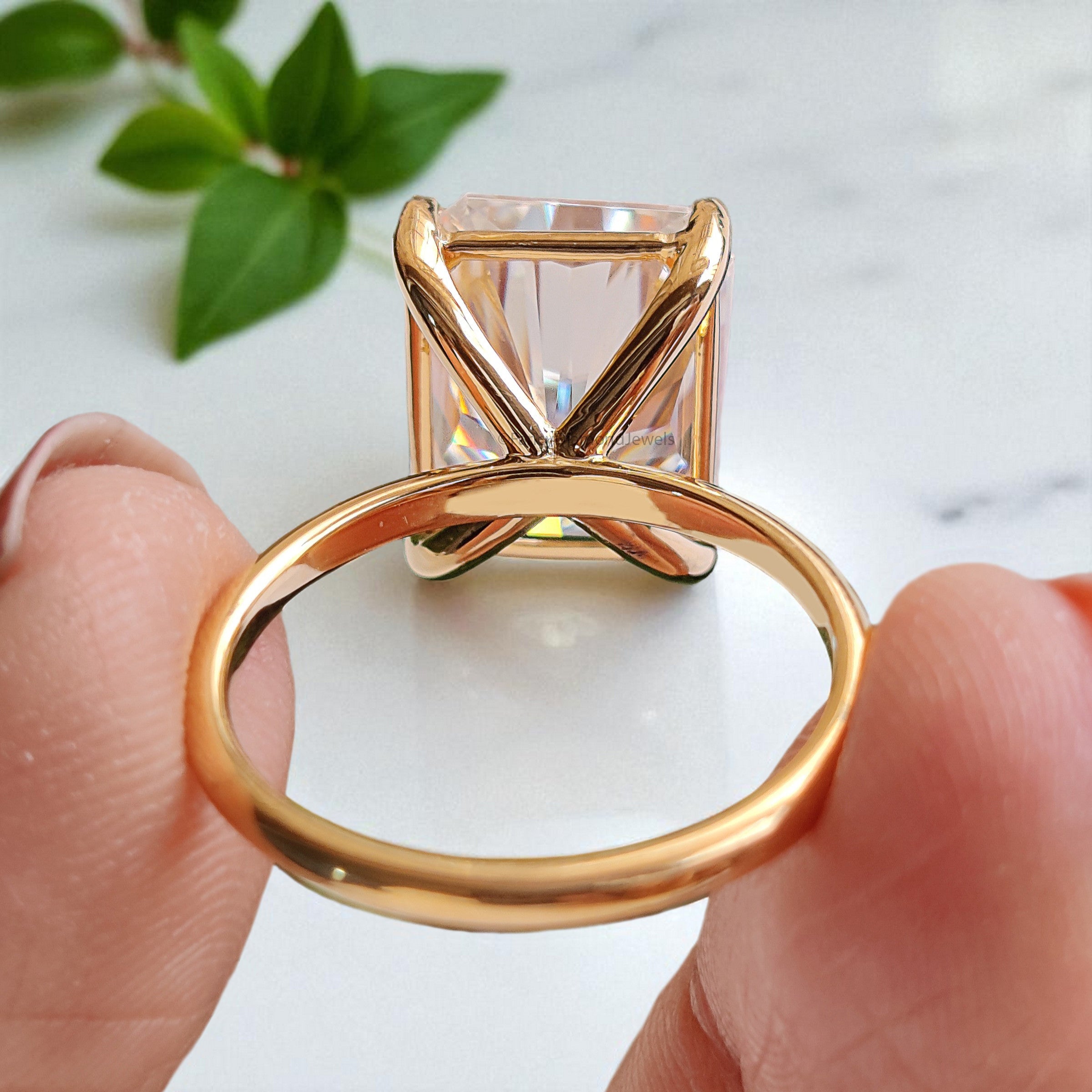 6.85 CT Radiant Cut Colorless Moissanite Ring Engagement Ring Prong Set Moissanite Ring Anniversary Ring For Women Yellow Gold Ring FD398