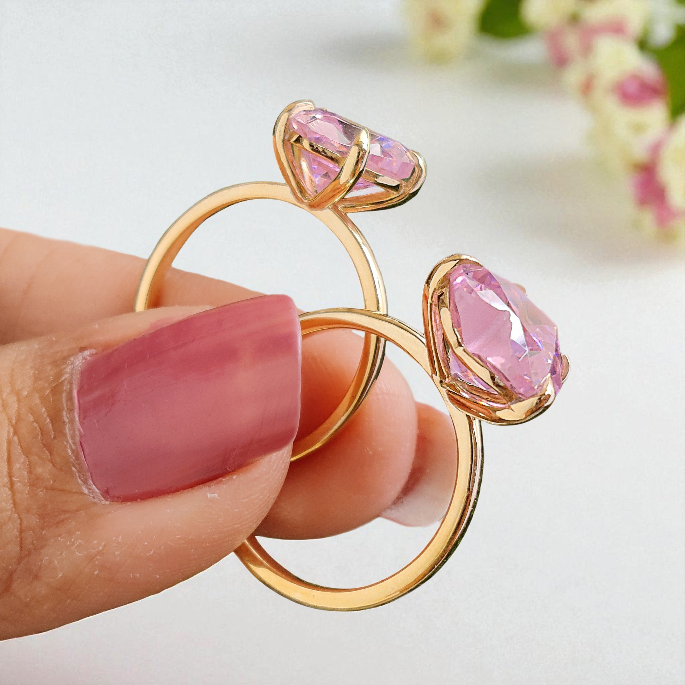 Heart Pink Tourmaline engagement ring 10mm 9mm 8mm 7mm 6mm stone ring Simulant Solitaire ring Diamond ring Silver ring Gift for her FD438