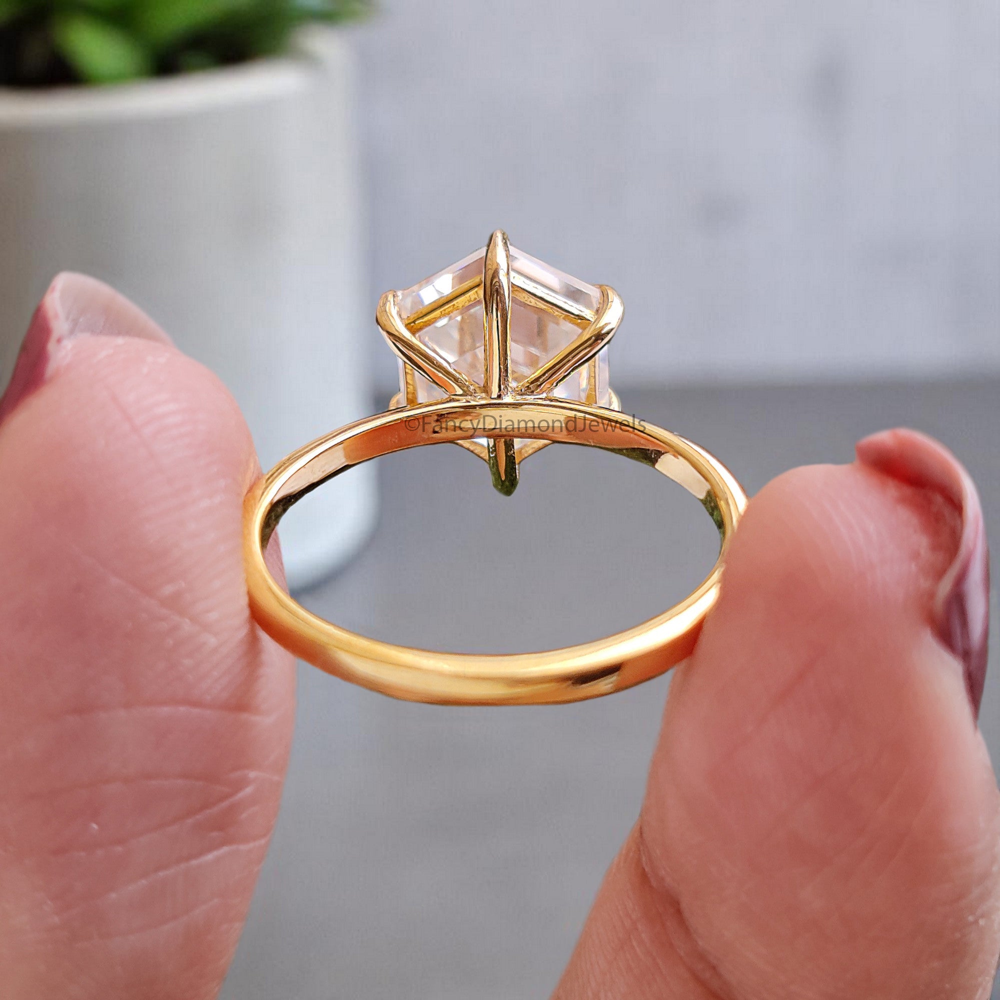 3.20 CT Hexagon Brilliant Cut Moissanite Engagement Ring Prong Setting Ring Wedding Ring Bridal Promise Ring For Women Gift For Her FD353