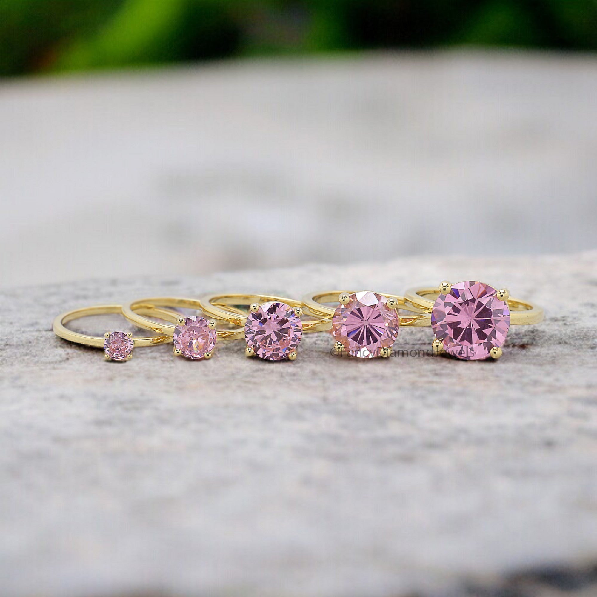 Round Pink Tourmaline engagement ring 11mm 9mm 8mm 6mm 4mm stone ring Simulant Solitaire ring Diamond ring Silver ring Gift for her FD338