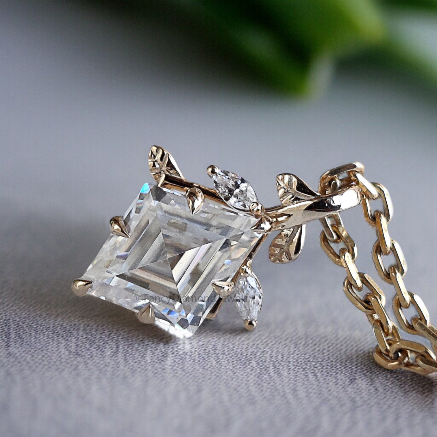 Kite Cut Lab Grown Diamond Pendant Yellow Silver handmade jewelry Necklace Pointed Claw prong And Floral Set Marquise Diamond Necklace FD477