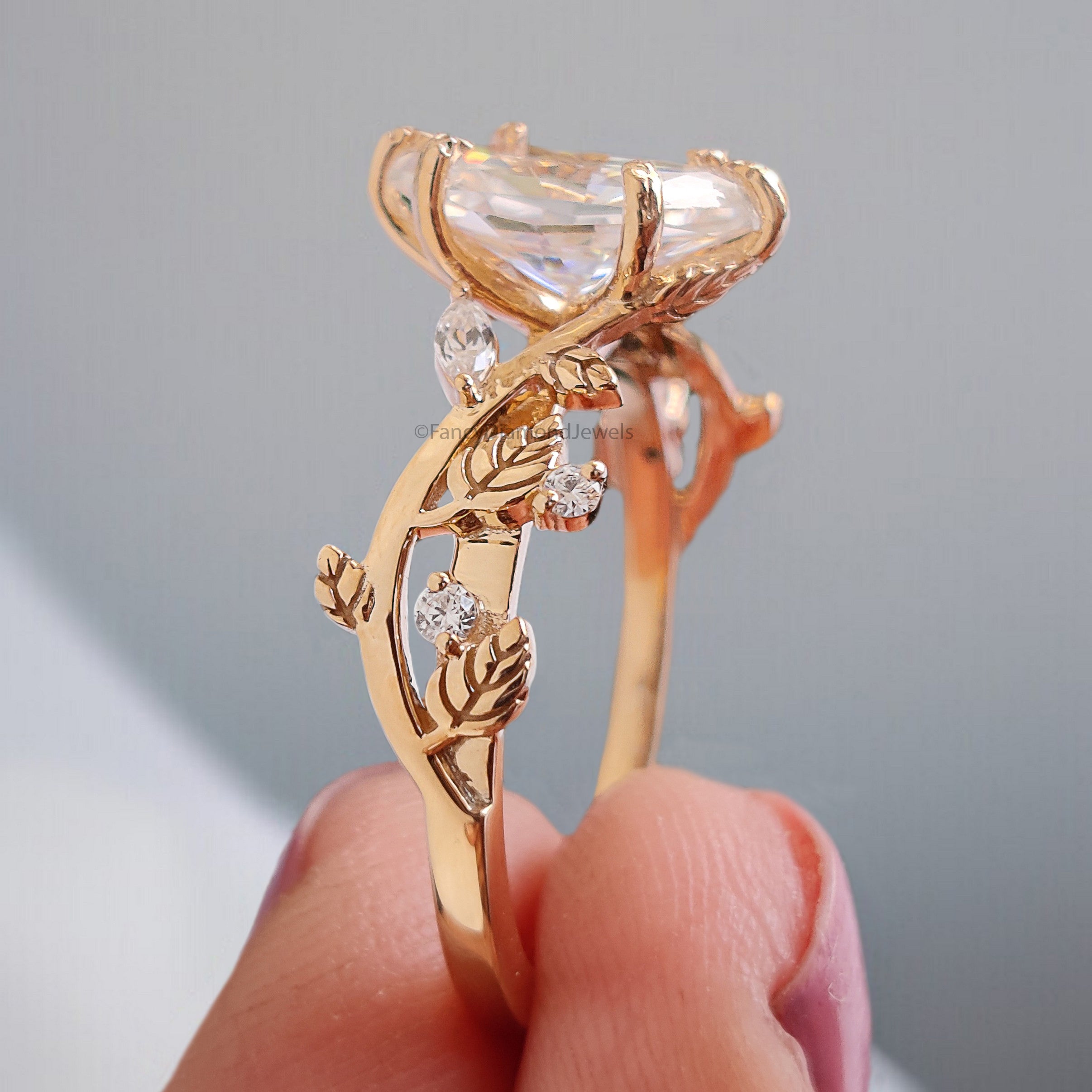 Dutch Marquise Shape Lab Grown Diamond Ring Leaves and Petal Design Ring Handcrafted Wedding Ring Anniversary Ring Gift For Gift FD459