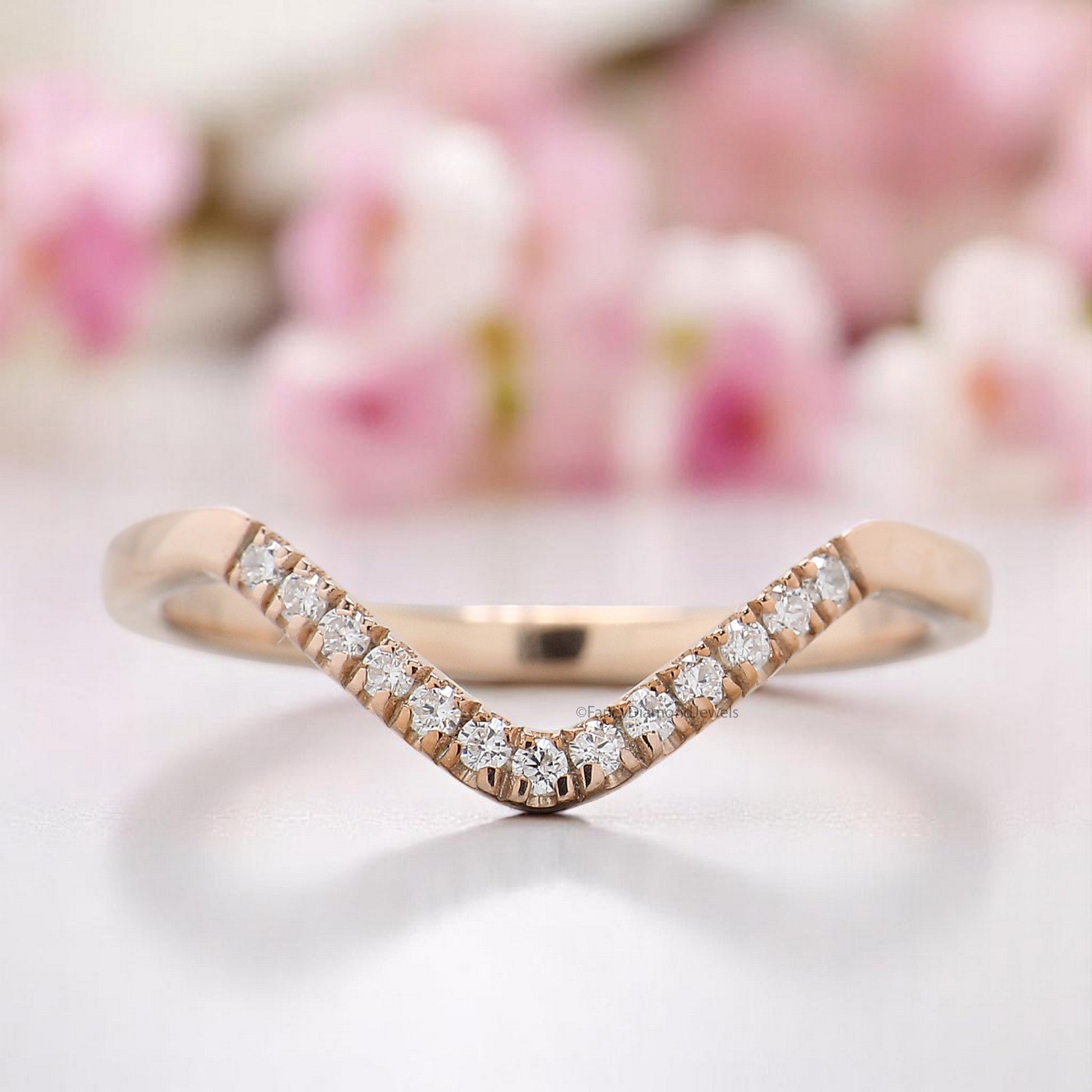 Round Diamond Wedding Band Half Eternity Minimalist Ring Micro Peak Stacking dainty matching Band anniversary ring Gift For Her KD830