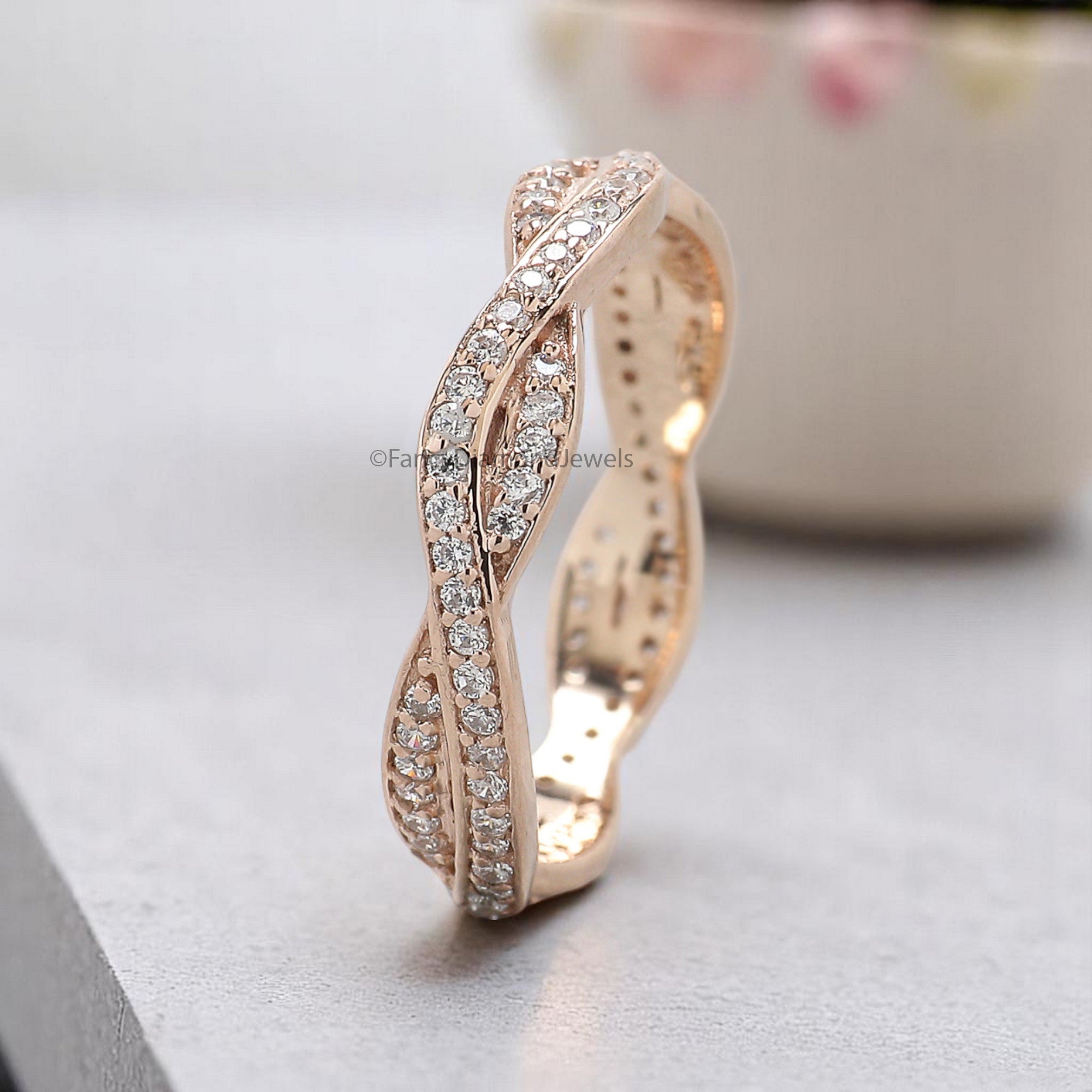 14k Solid Gold 1.00 MM Diamond Wedding Band Full Eternity Minimalist Ring stacking dainty matching anniversary ring Gift For Her KD912