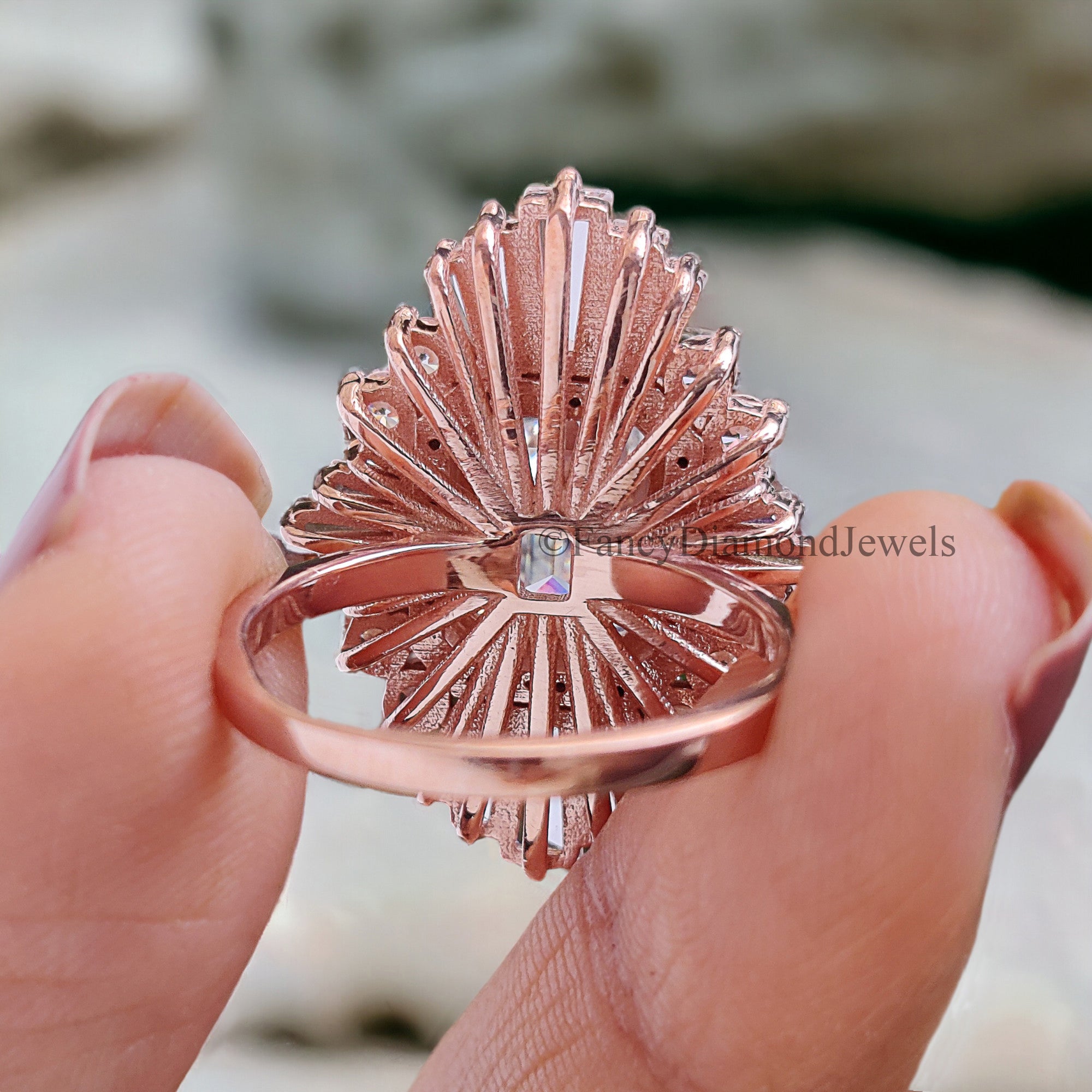 0.95 CT Emerald Cut Moissanite Ring SunBurst Halo Engagement Ring Bridal Wedding Ring Anniversary Gift Ring Valentine's Gift For Women FD257