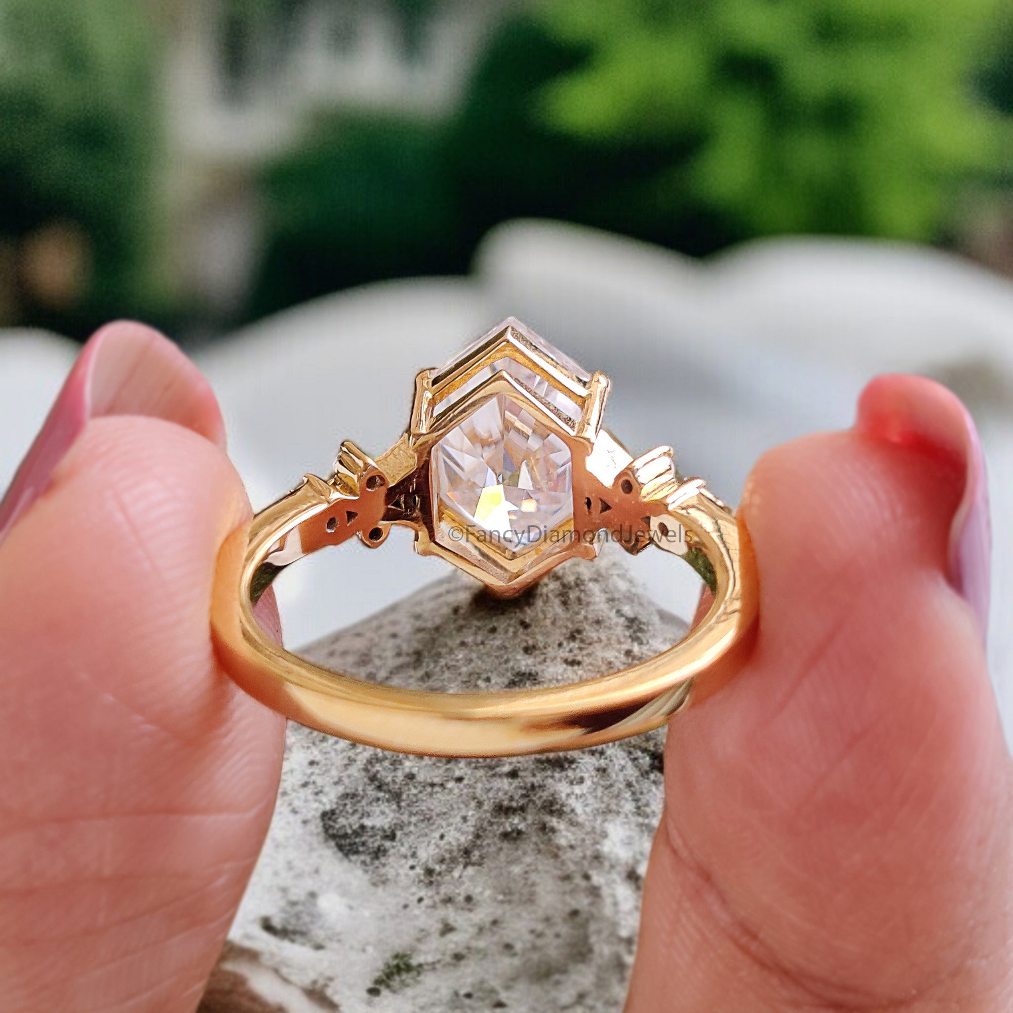 2.35 CT Hexagon Brilliant Cut Moissanite Engagement Ring Prong Setting Ring Wedding Ring Bridal Promise Ring For Women Gift For Her FD336