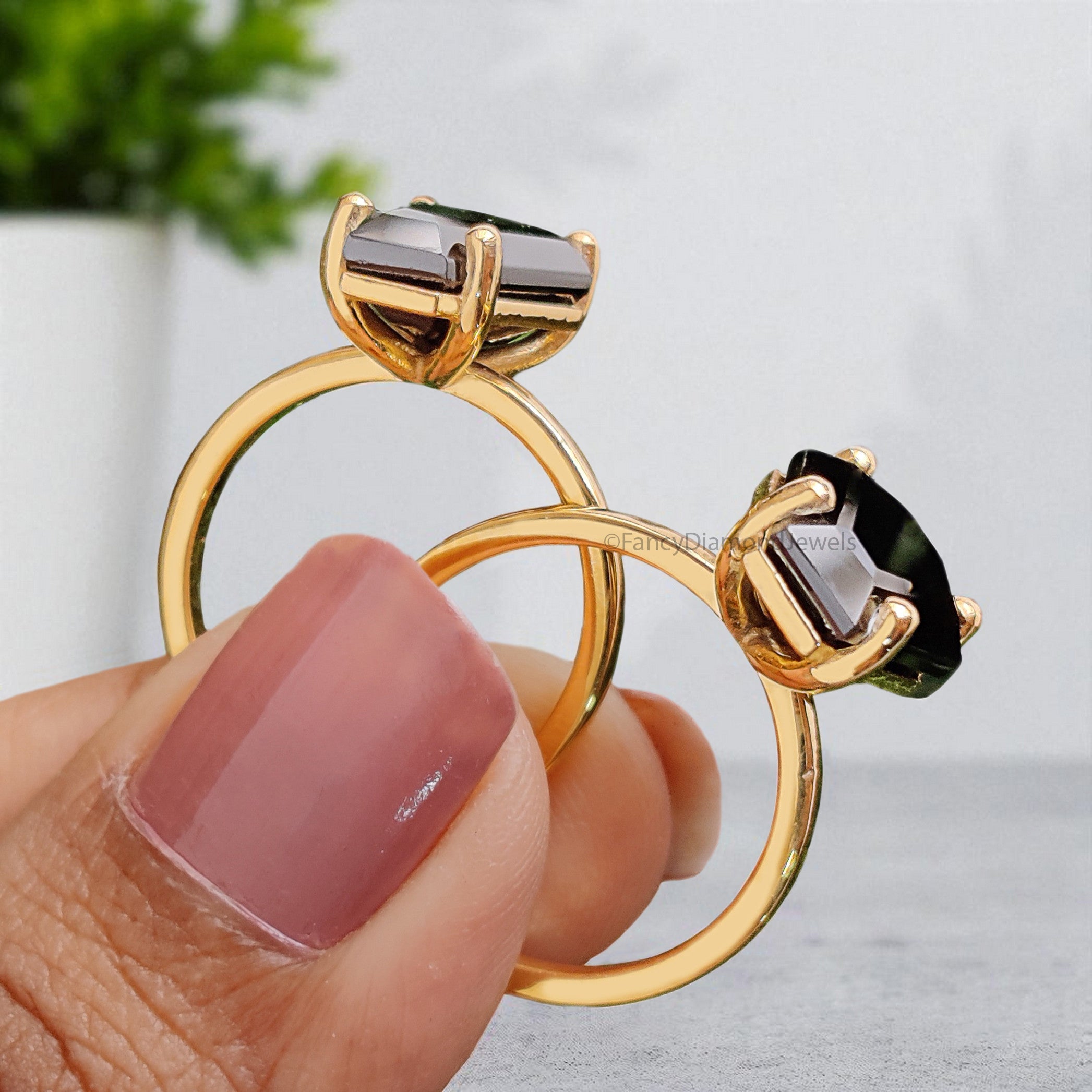 Coffin Black Onyx engagement ring 14mm 13mm 12mm 11mm 10mm 9mm stone ring Simulant Solitaire Diamond ring Silver ring Gift for her FD393