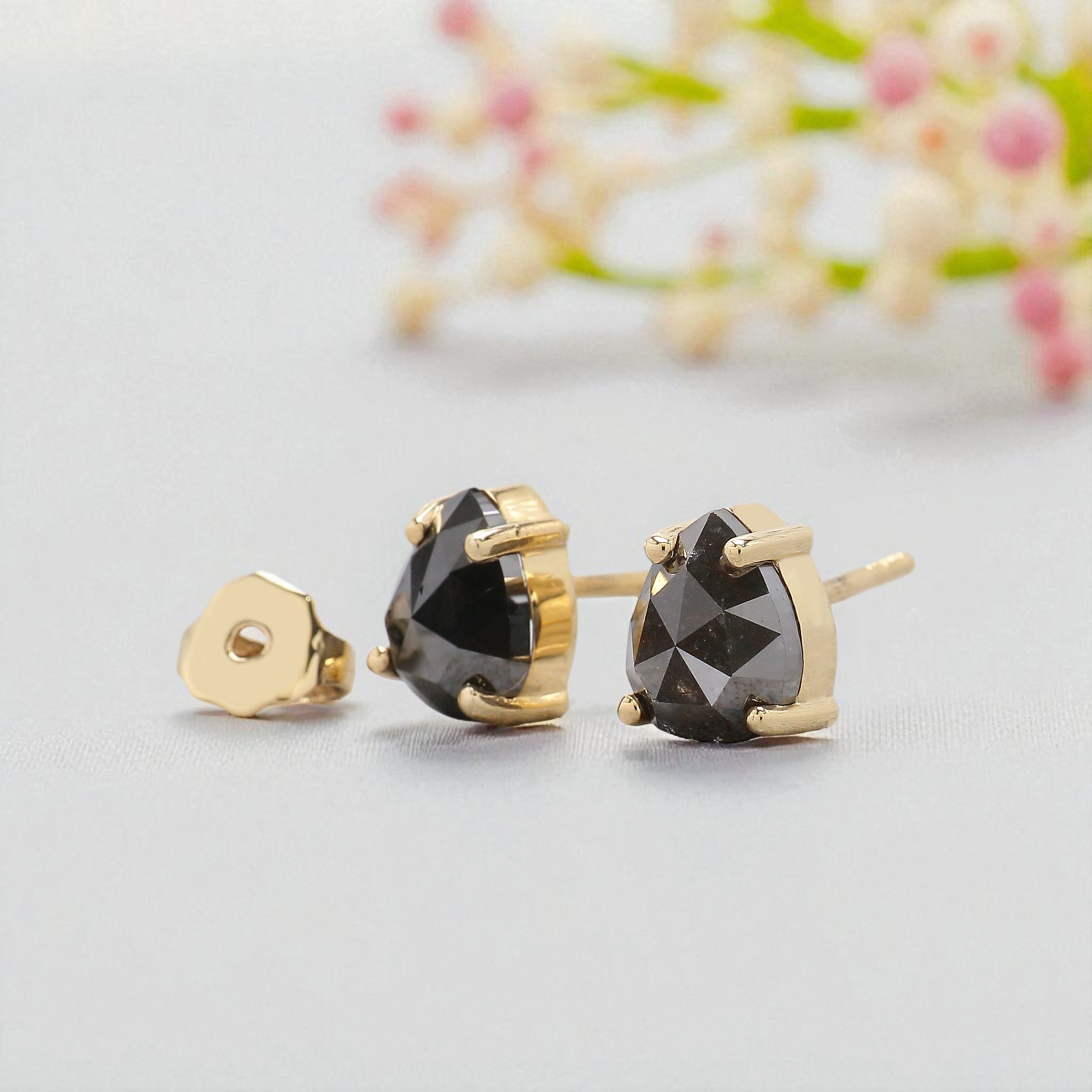 Pear Salt And Pepper Diamond Earring 2.04 Ct Pear Diamond Earring 14K Solid Yellow Gold Silver Pear Earring Gift For Her KDL7903-KDL6775