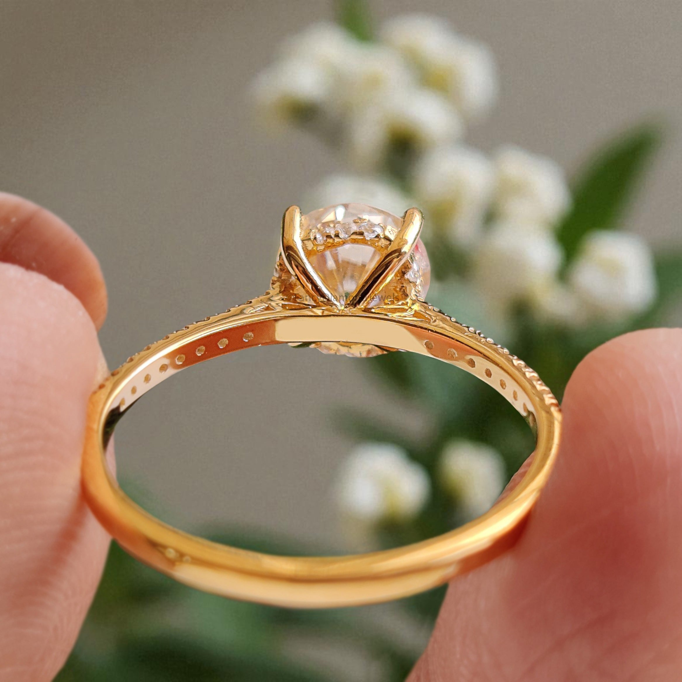 Vintage Hidden Halo Moissanite Ladies Ring Anniversary Gift 1 CT Round 7 mm Moissanite Wedding Ring Moissanite Diamond Engagement Ring FD117