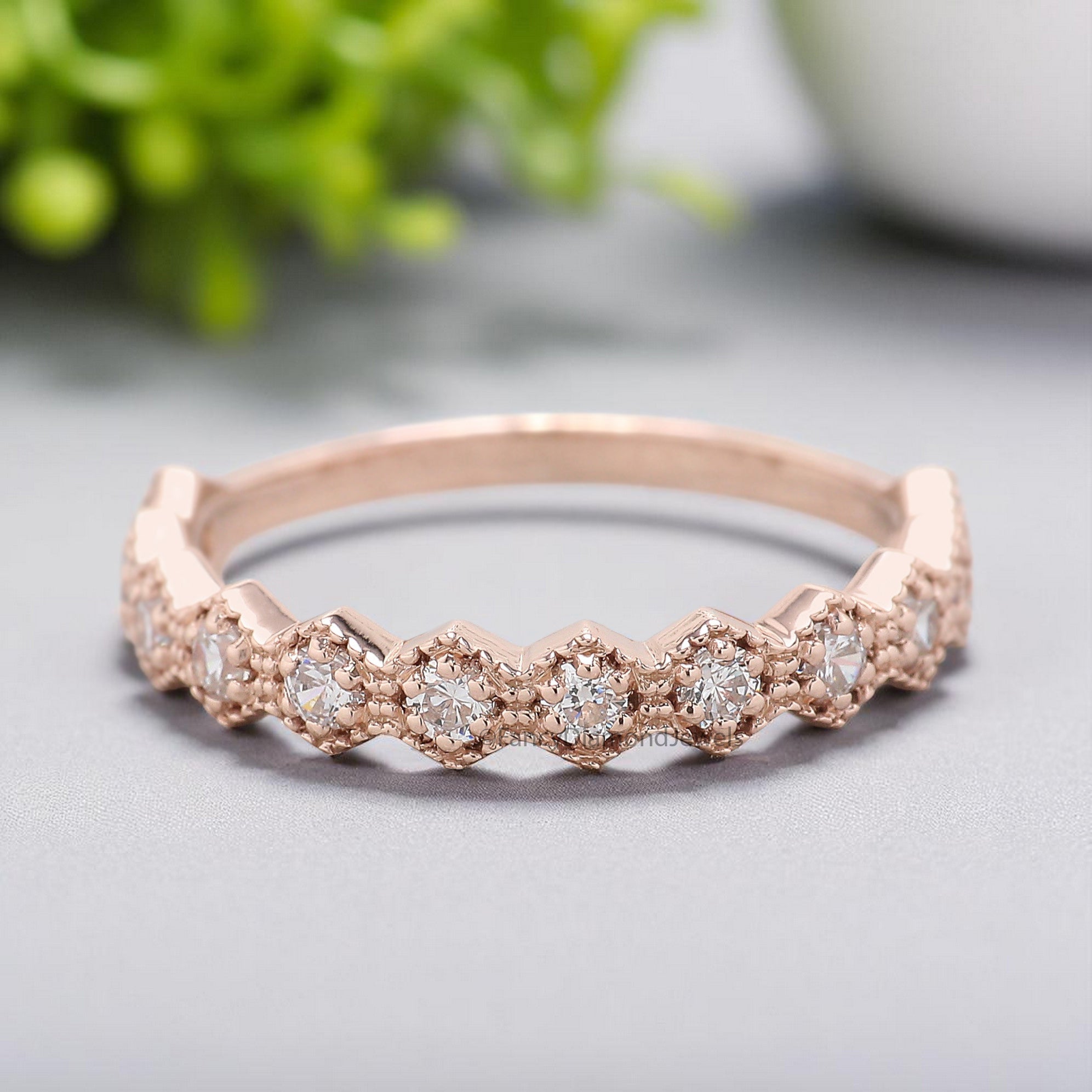 Classic Crown Ring 2.00 MM Diamond Wedding Band Half Eternity Minimalist Ring stacking dainty matching anniversary ring Gift For Her KD891