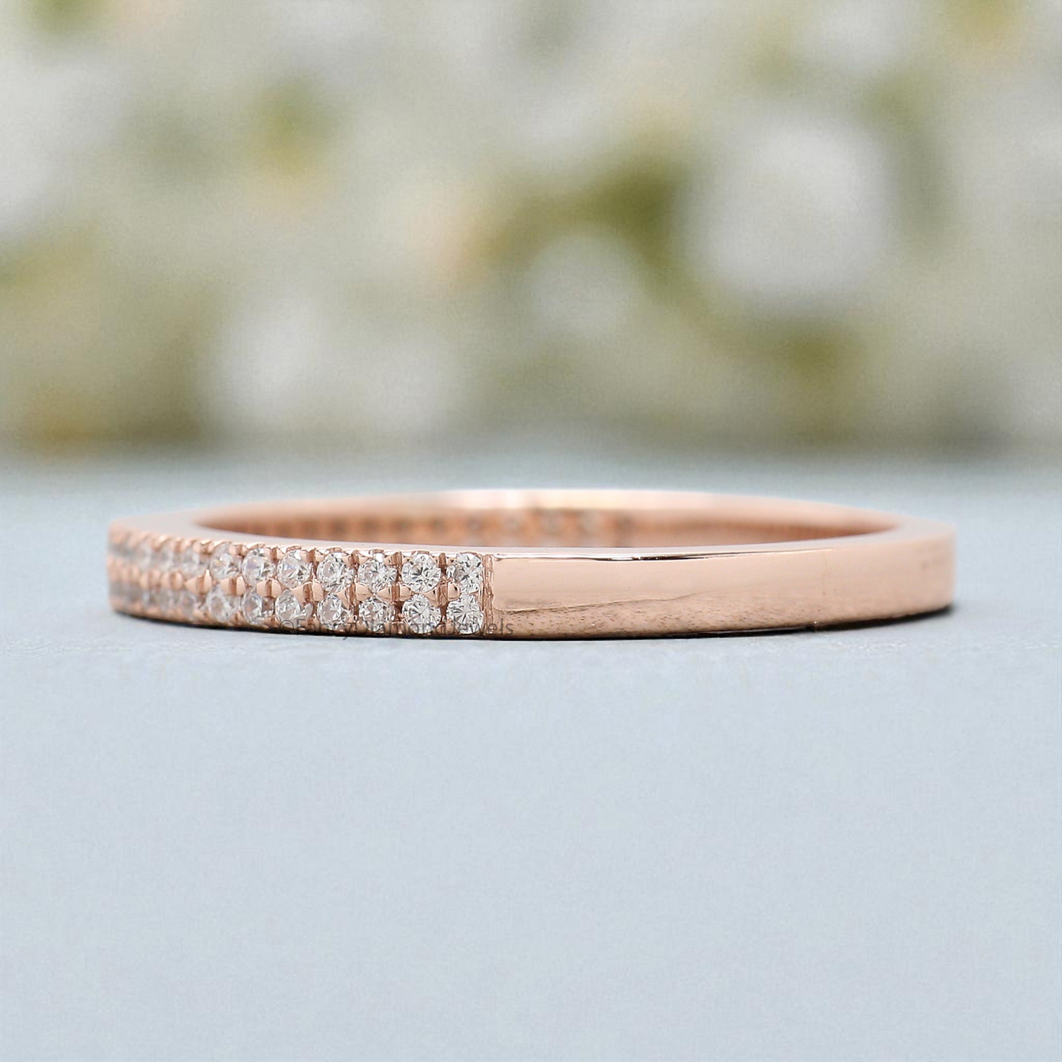 Round Cut Diamond Wedding Band Silver/10K/14K/18K Band Half Eternity Minimalist stacking dainty matching anniversary Ring Gift For Her KD888
