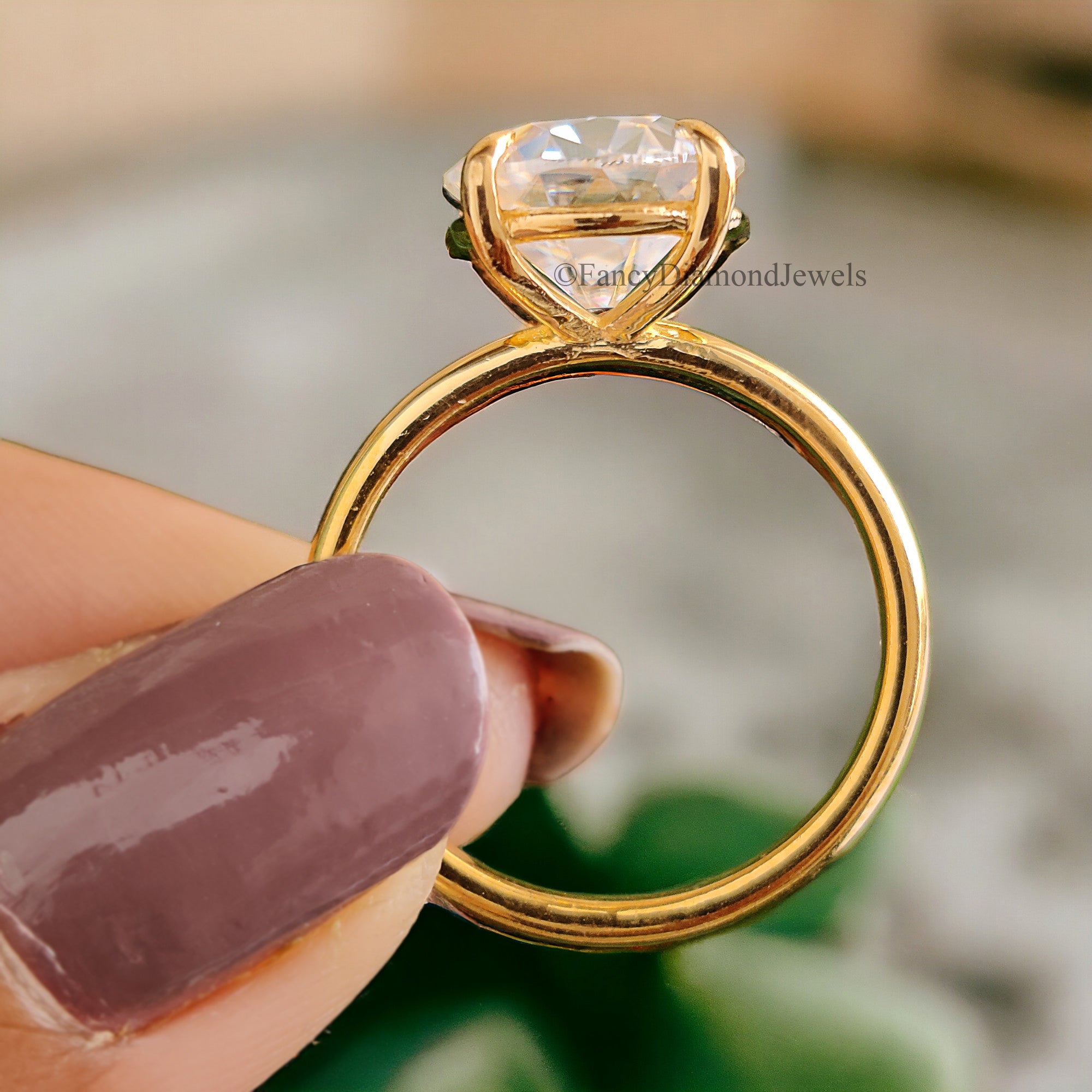 2.80 CT Round Old European Cut Colorless Moissanite Solitaire Ring Engagement Ring Wedding Ring Comfort Fit Yellow/White/Rose Gold Ring FD12